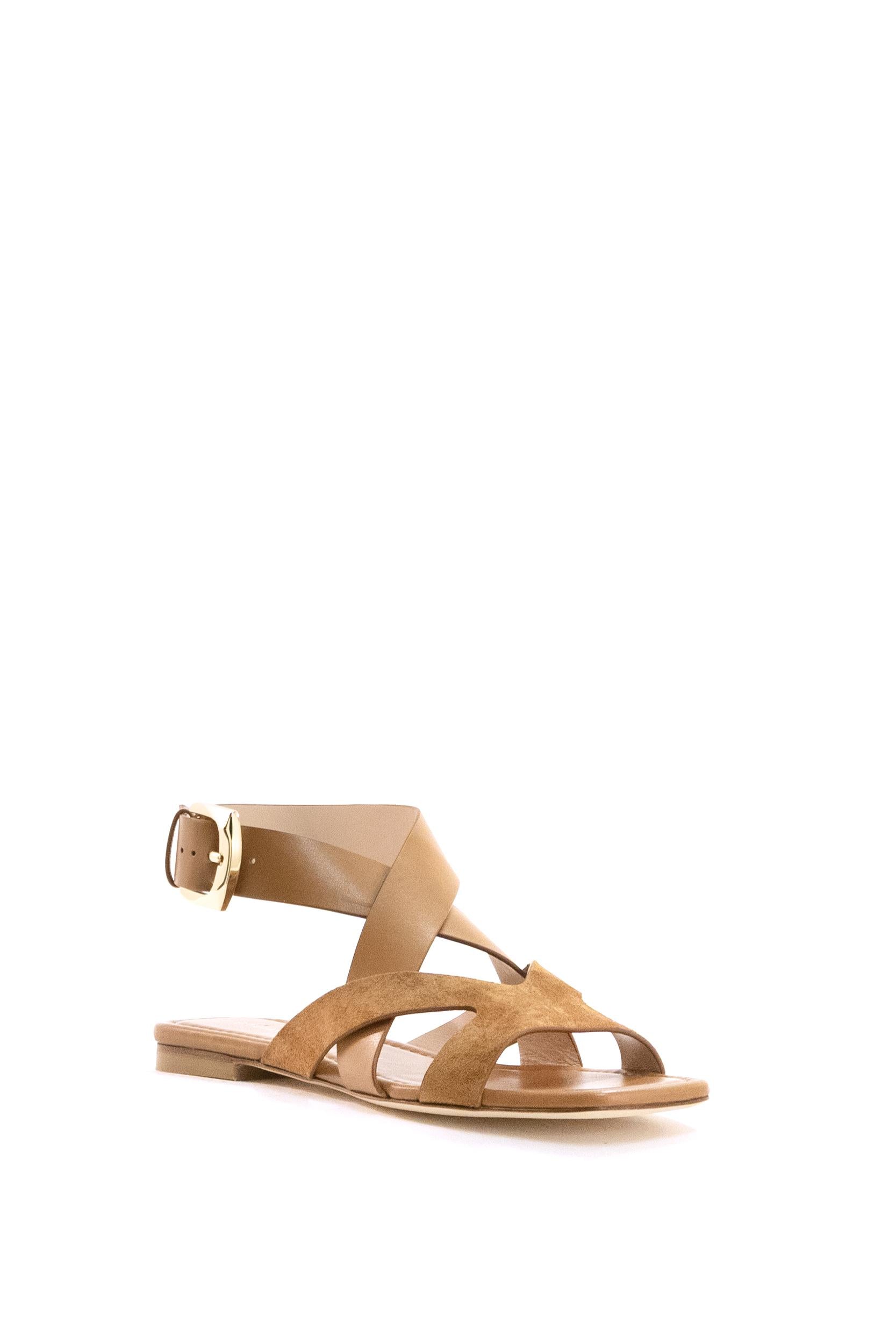 Sandali Sai in pelle e suede di colore marrone<BR/> SAI SANDAL SMOOTHCALF MACCHIATO STUART WEITZMAN