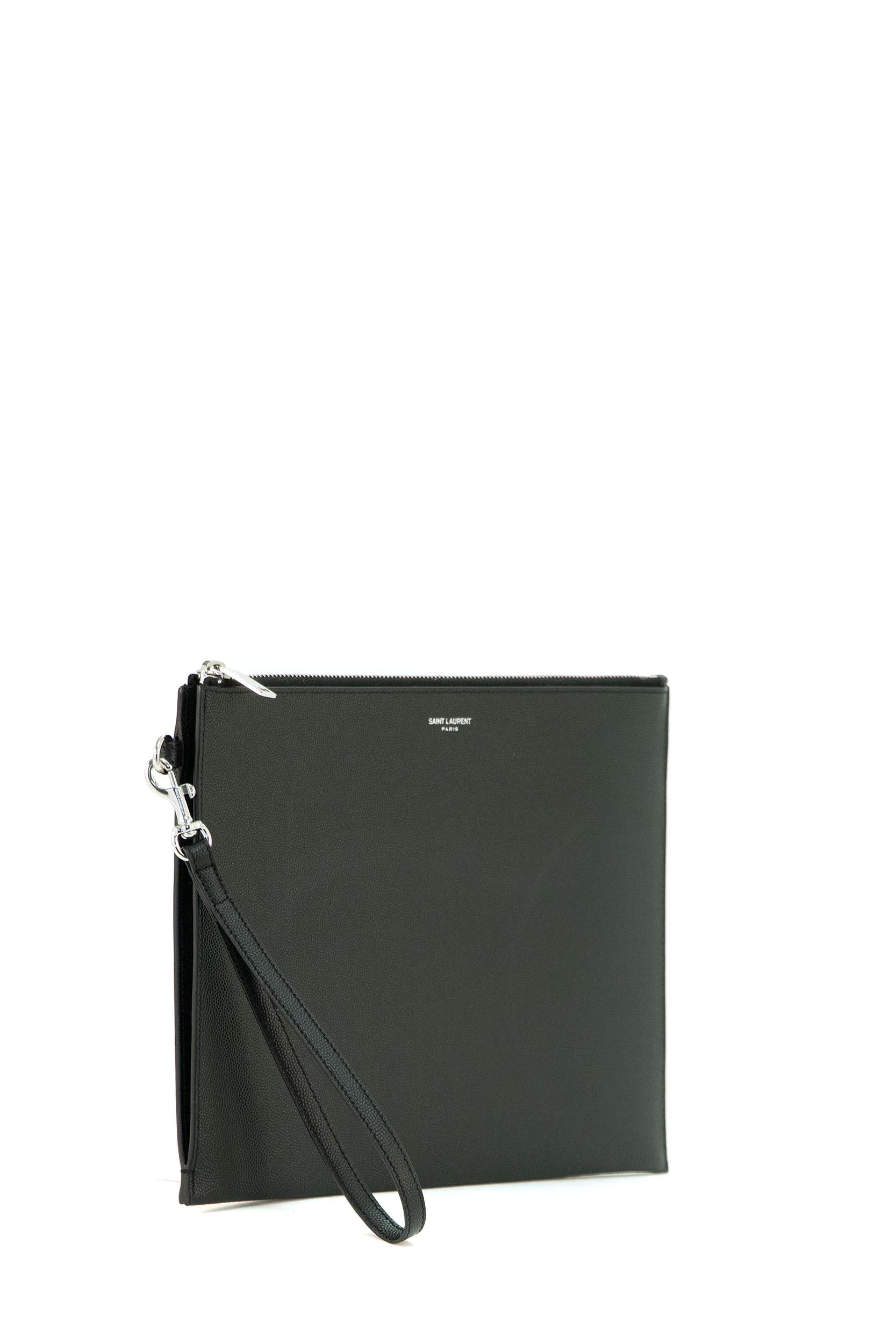 Pochette in pelle goffrata grain de poudre di colore nero 683865 BTY0N 1000 SAINT LAURENT