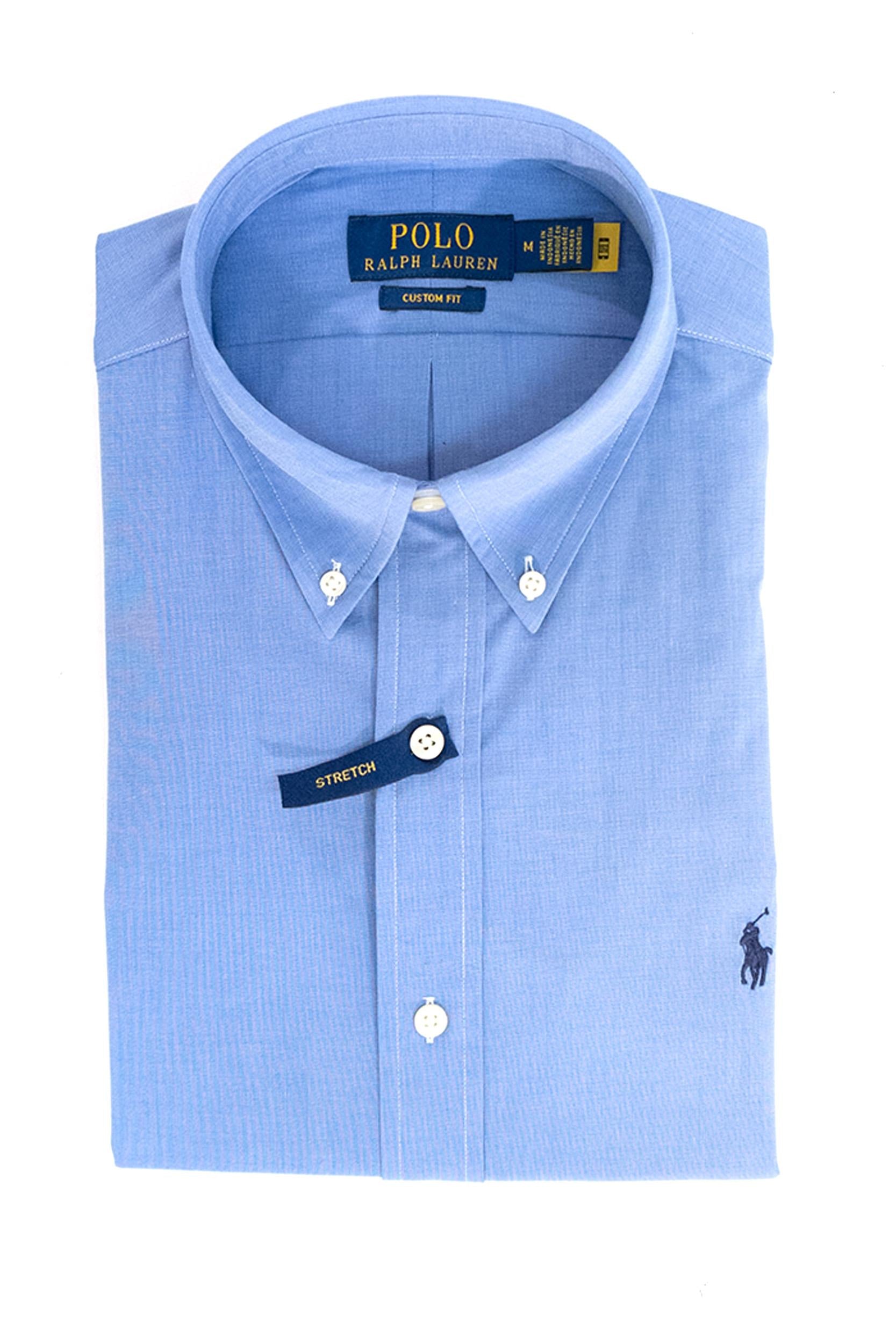 Camicia in Popeline Stretch<BR/> 710928255003 BLUE POLO RALPH LAUREN