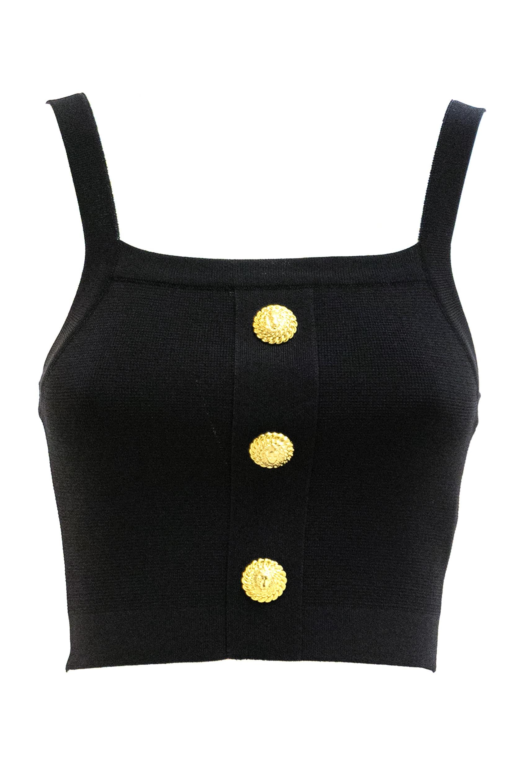 Top brassière in maglia di colore nero<BR/> GF1AA415KJ43 0PA BALMAIN