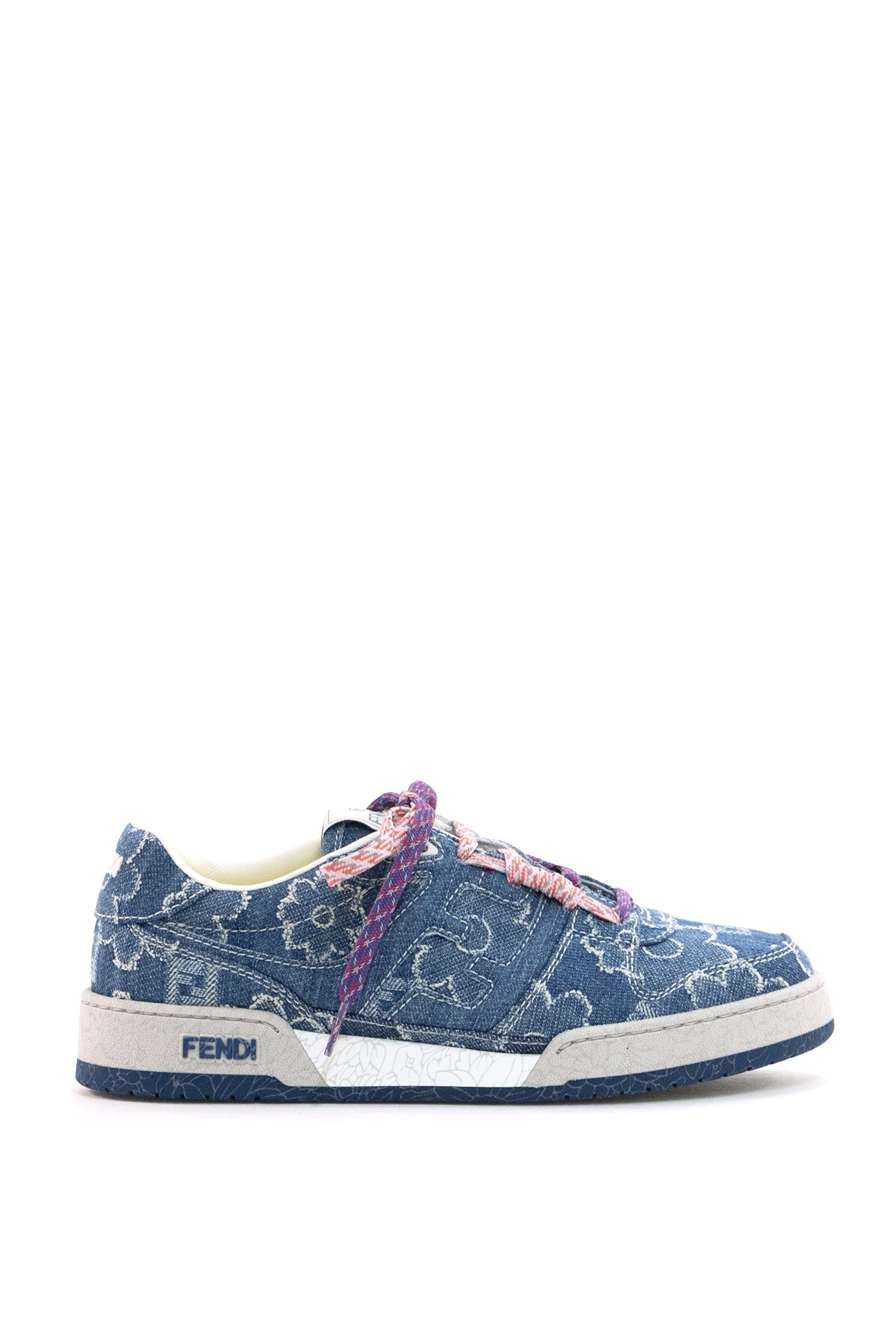 Sneakers Fendi Match in jacquard FF effetto denim blu<BR/> 8E8958 AY1F F1V7V FENDI
