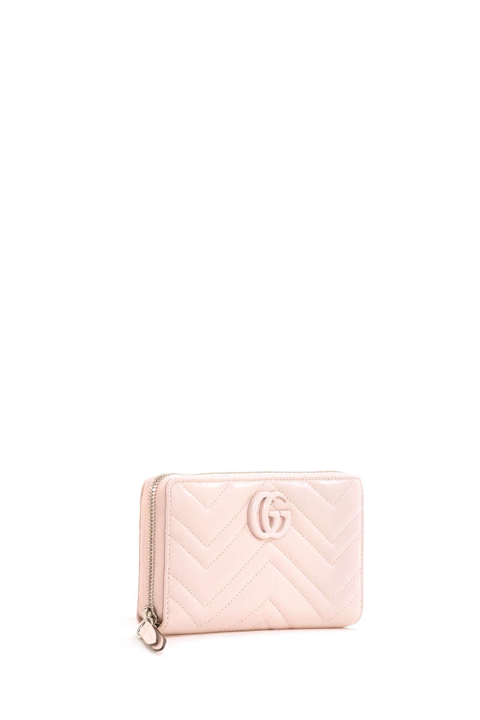 Portafoglio GG Marmont in pelle di colore rosa<BR/> 443123 AAF9K 5734 GUCCI