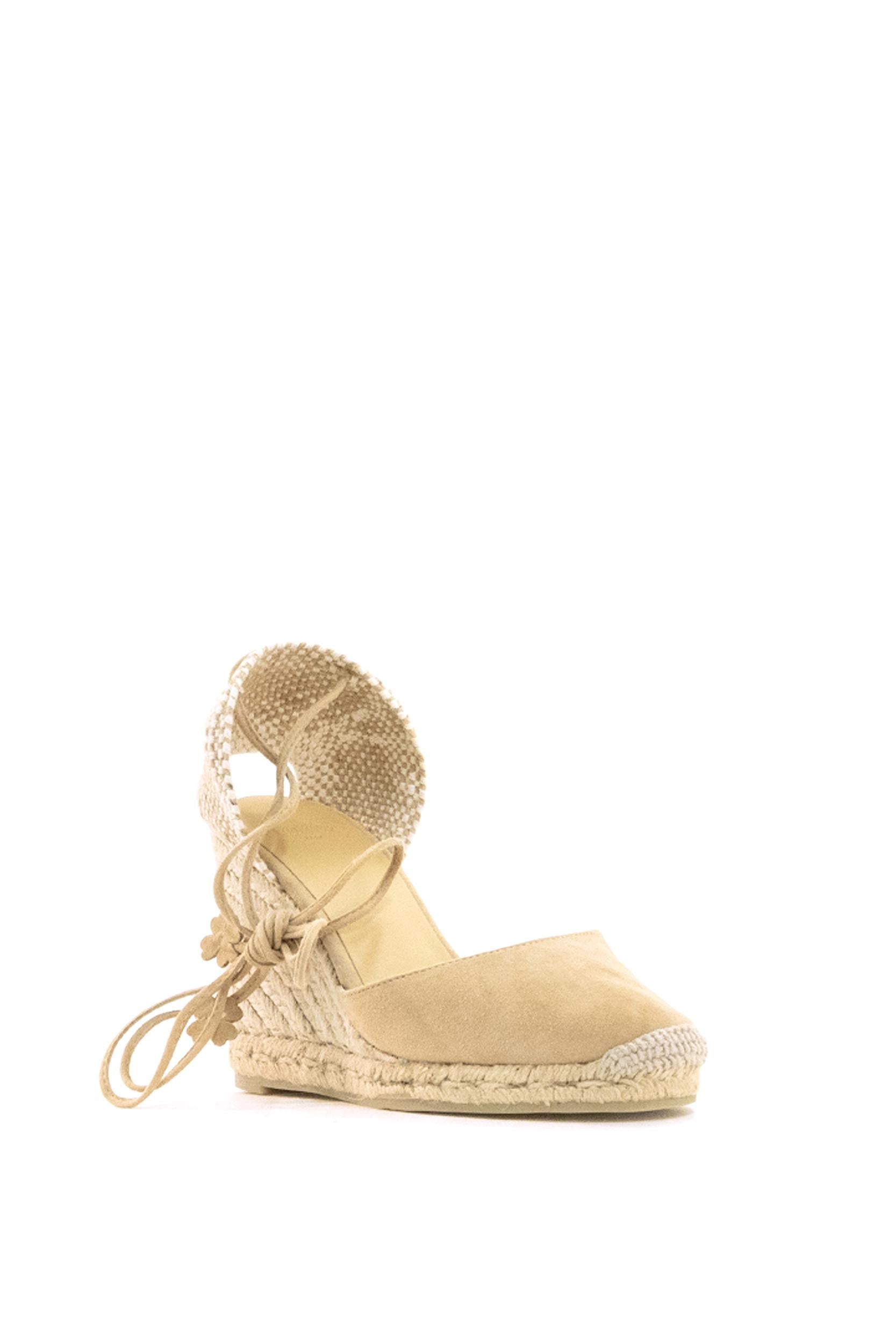 Espadrillas con zeppa Carina in suede di colore beige<BR/> CARINA/8/007 TOSTADO CASTANER
