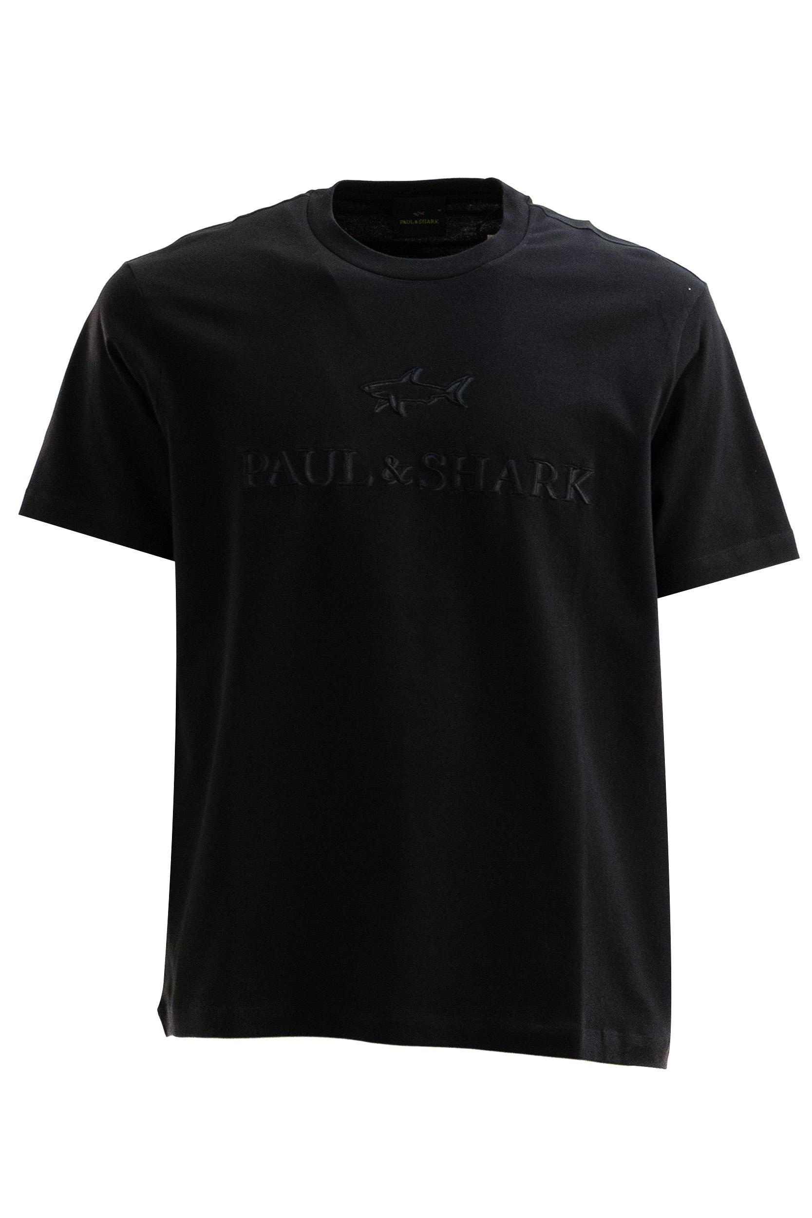 T-shirt in jersey di cotone di colore nero<BR/> 26411012 011 PAUL & SHARK