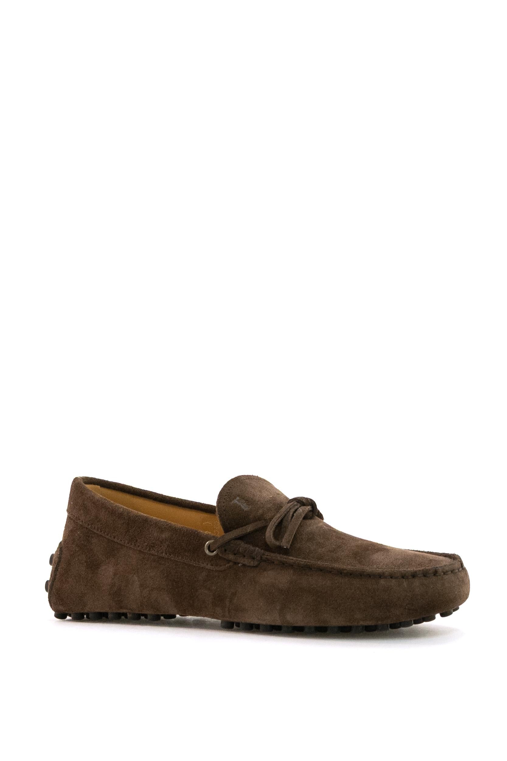 Mocassini Gommino in suede di colore marrone<BR/> XXM22L0JV80RE0 S611 TOD'S
