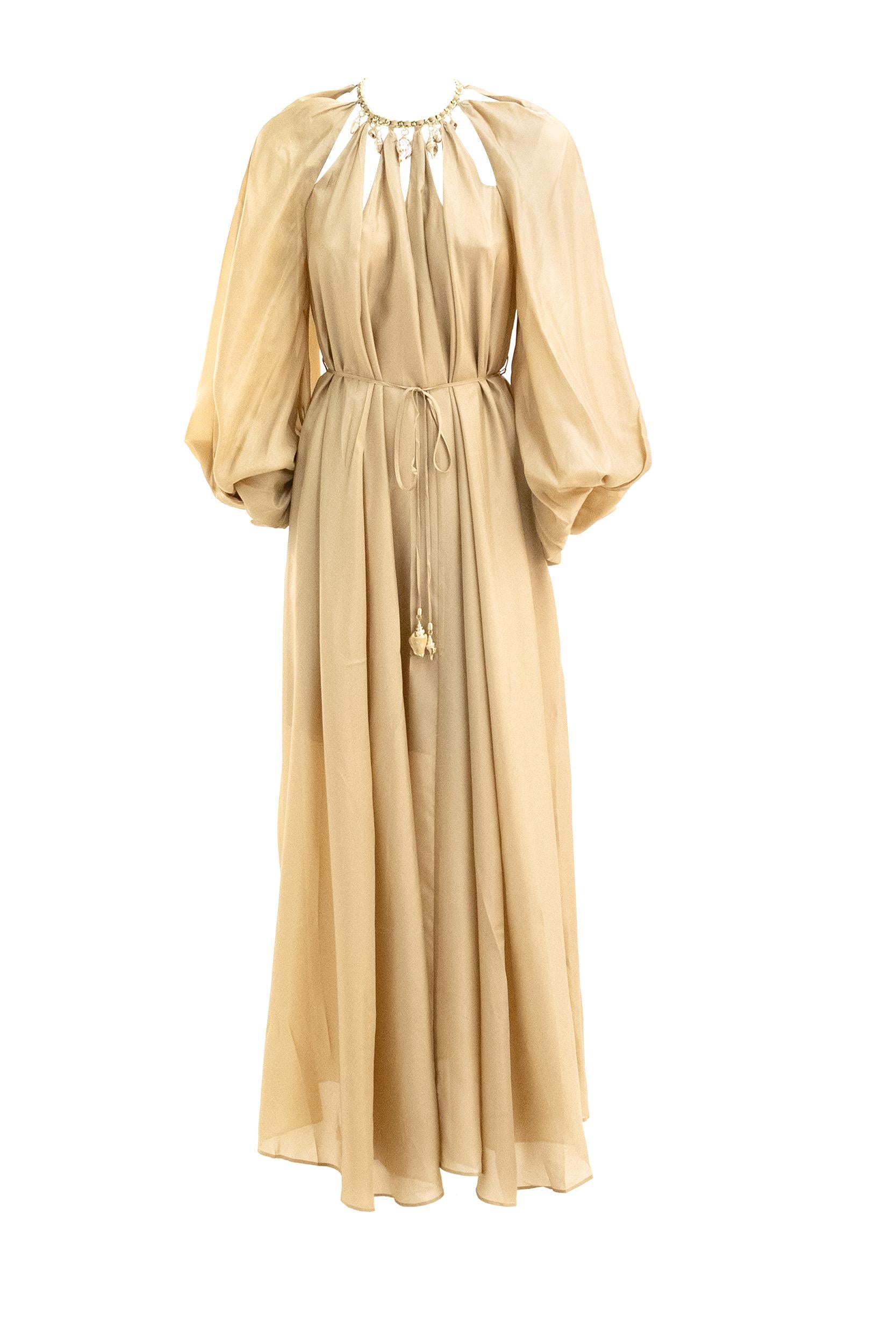 Abito lungo in seta color champagne<BR/> 7592DSS263 CHAMPAGNE ZIMMERMANN