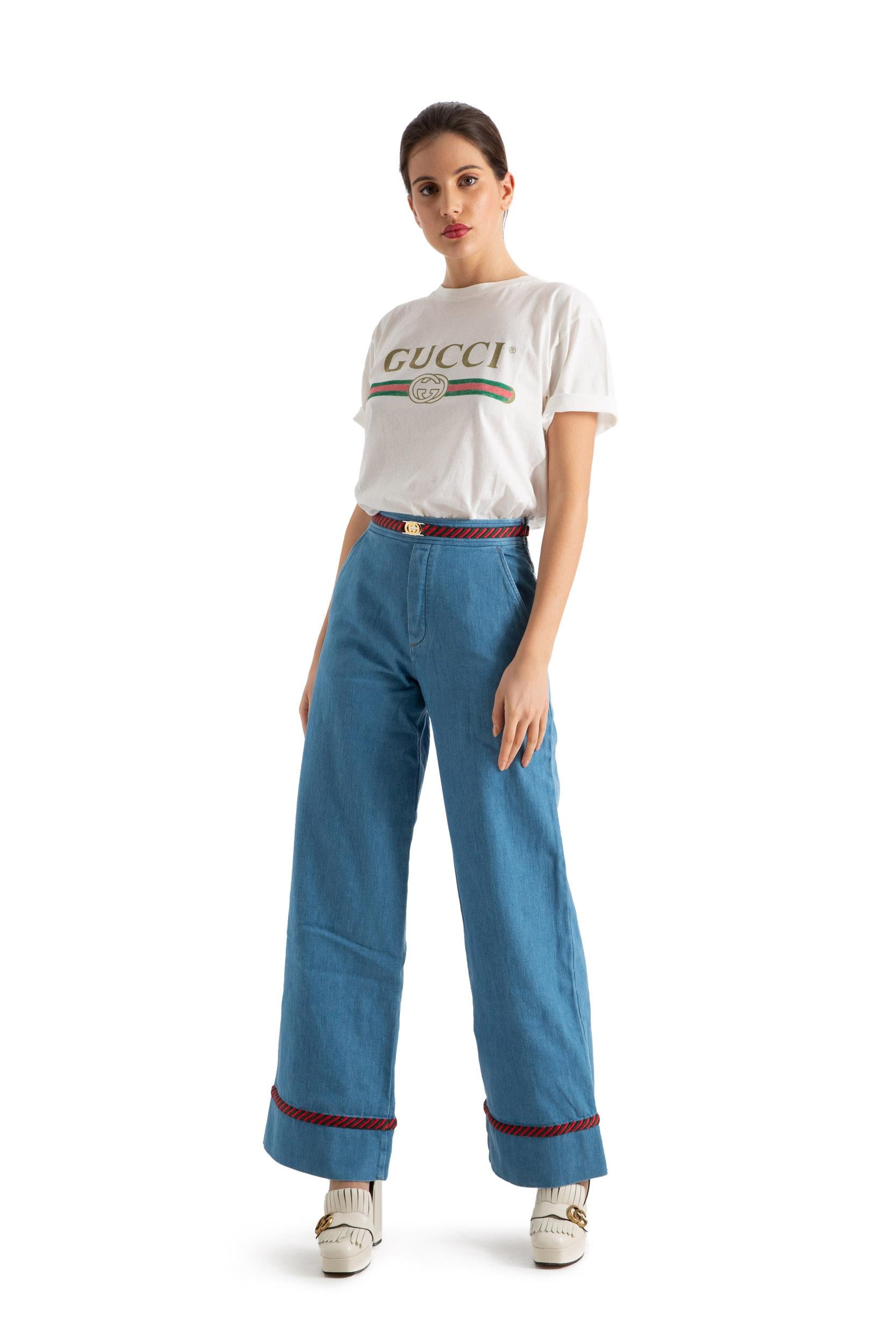Gucci 605569 XDA0H4161 jeans a gamba ampia<BR/> 605569 XDA0H 4161 GUCCI