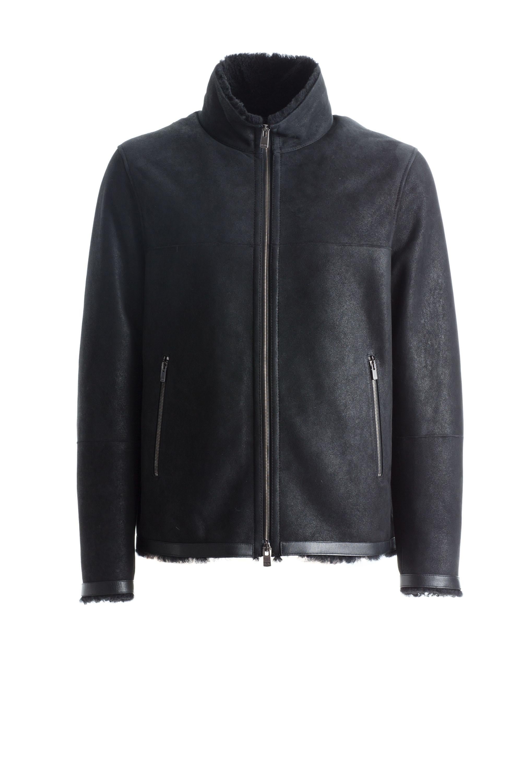 Giacca nera in montone<BR/> DPU8275 D680 800 DROME