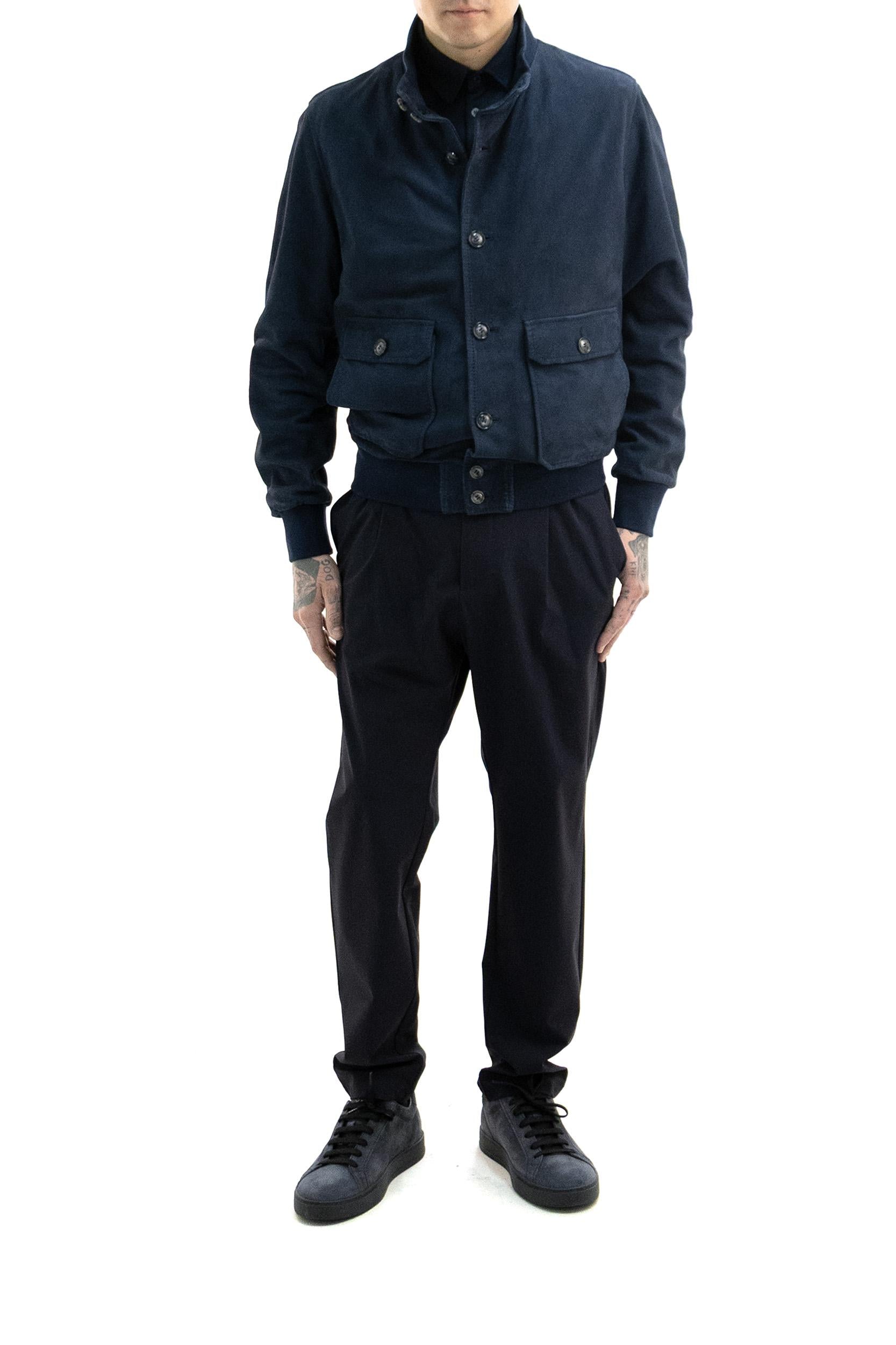 Bomber in suede di colore blu 53200 4405 0086 BARBA