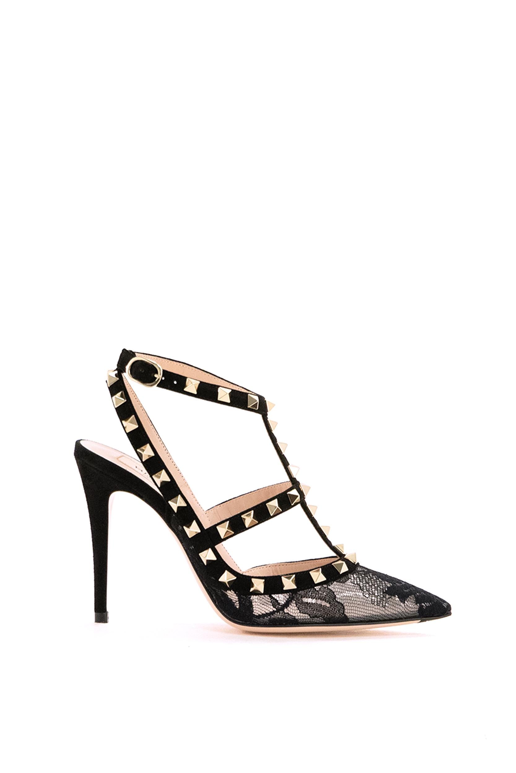 Slingback Rockstud in pizzo color nero<BR/> 7W0S0393KKN 0NO VALENTINO GARAVANI
