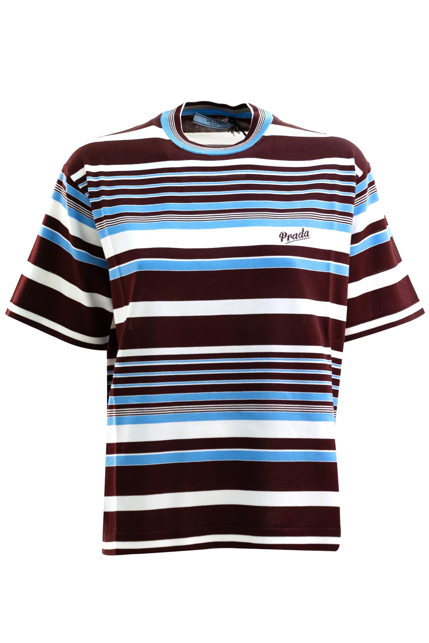 Maglia a Righe in Cotone<BR/> P24B3H S OOO 19BR F0RUE PRADA