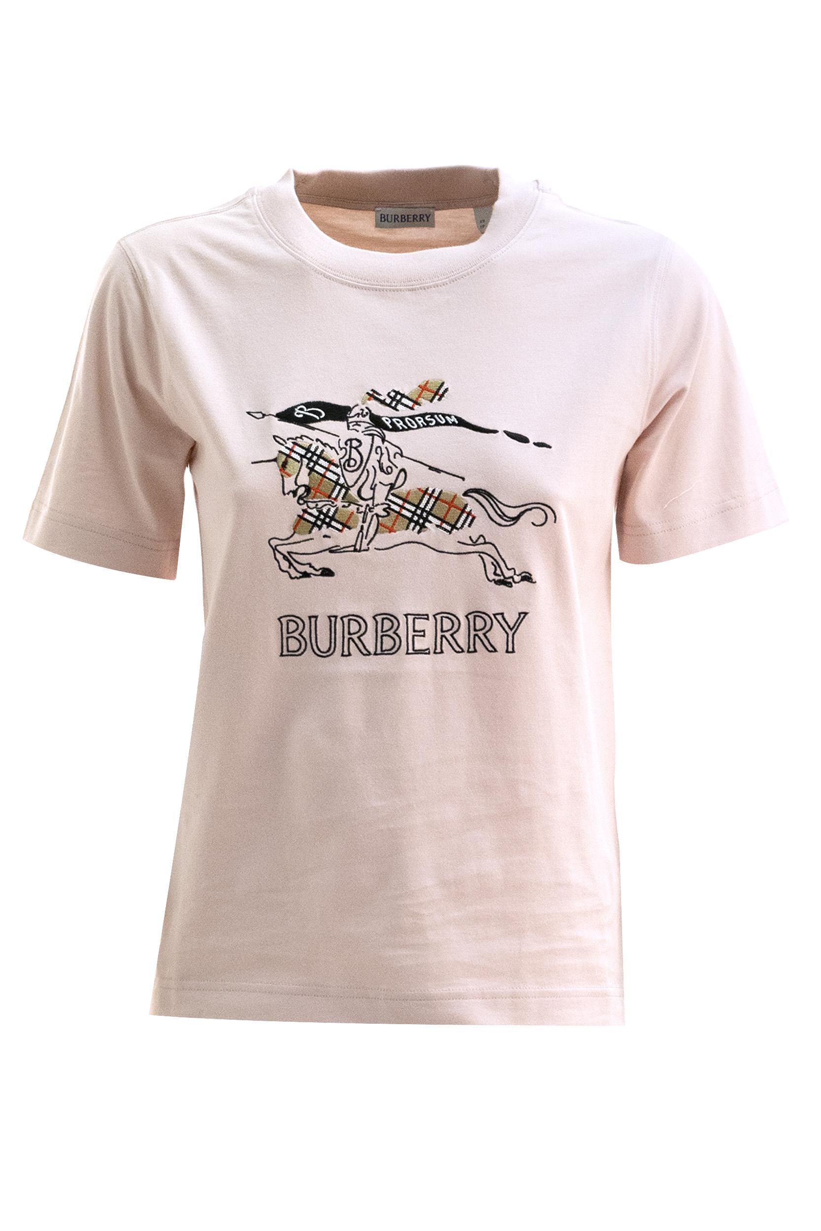T-shirt in cotone di colore rosa<BR/> 8121037 BOUQUET BURBERRY