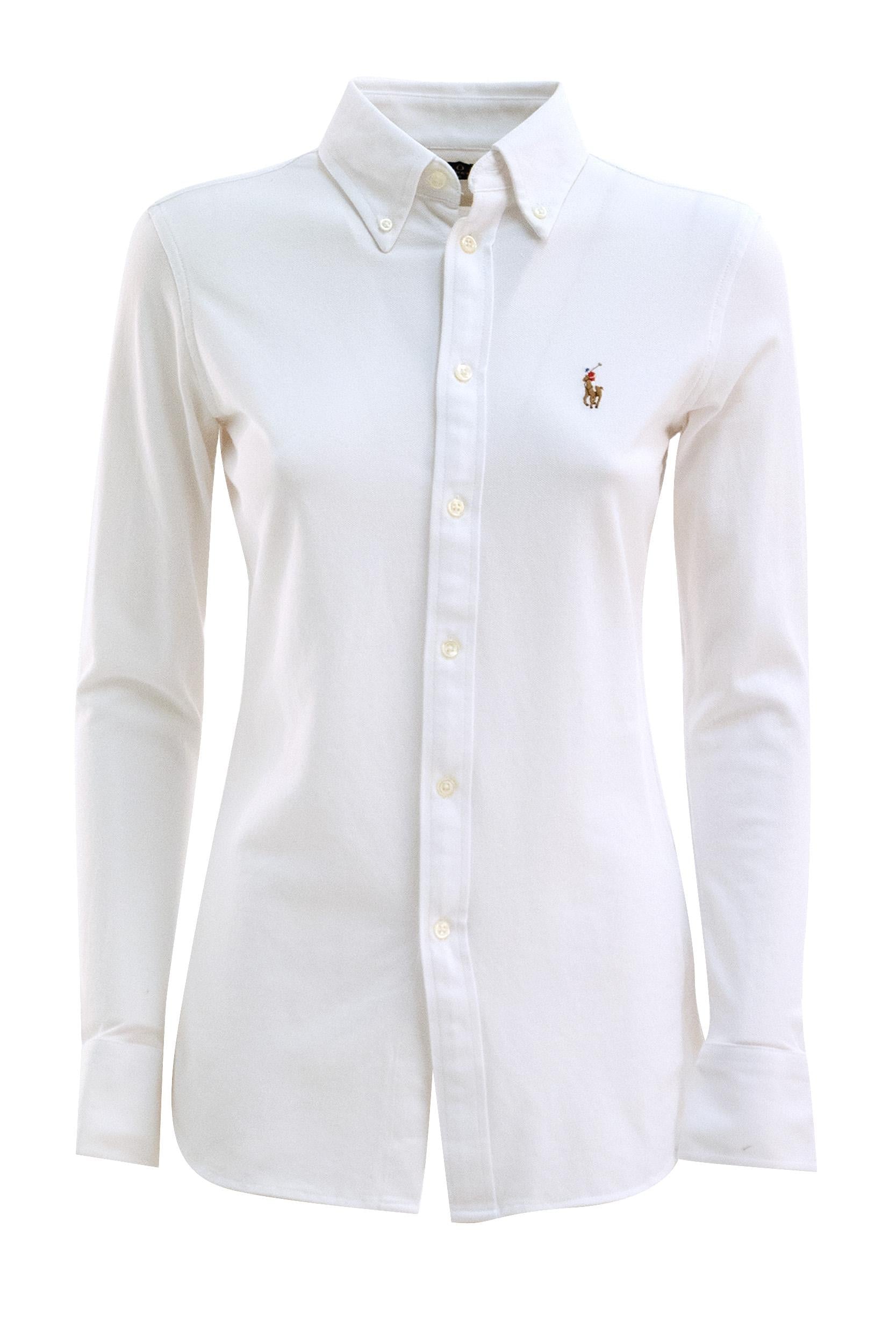 Camicia Oxford color bianco<BR/> 211664427003 WHITE POLO RALPH LAUREN