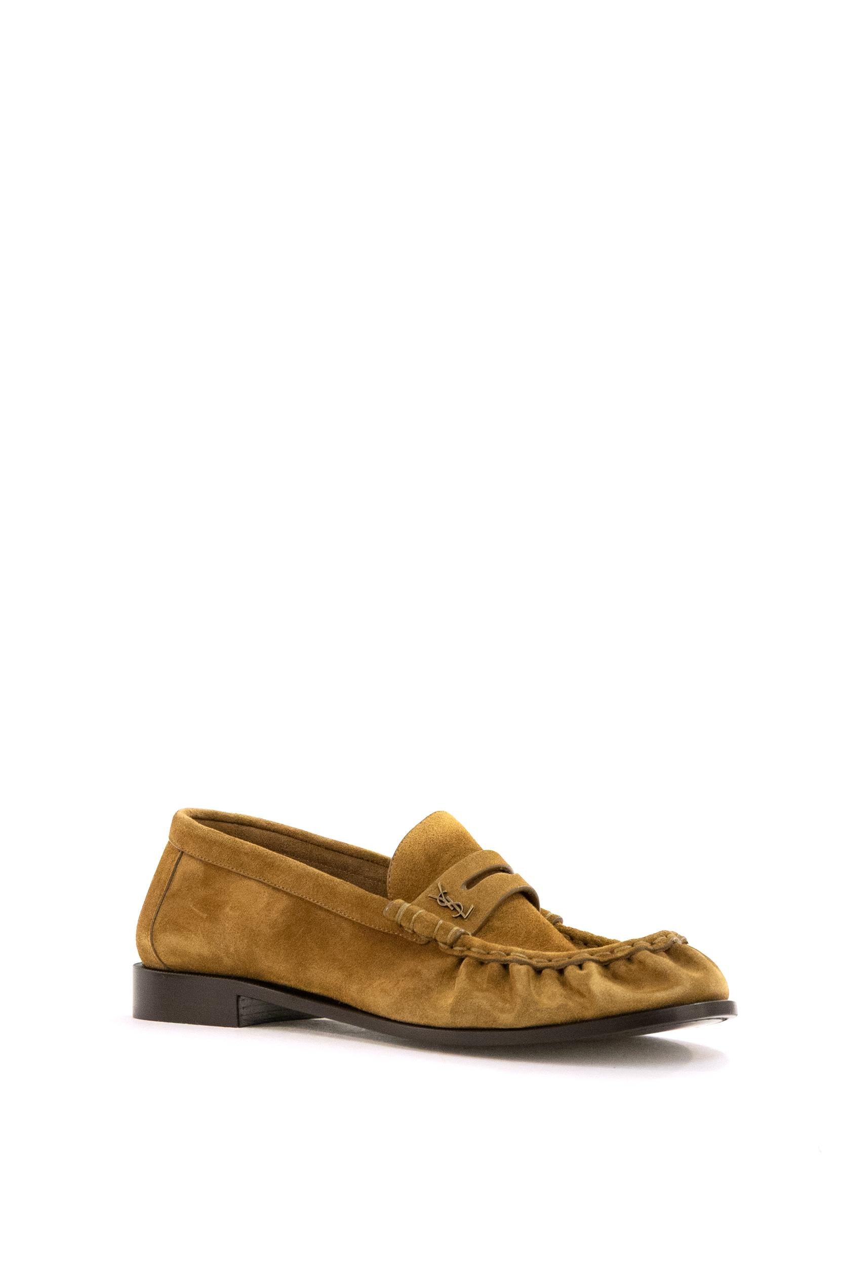 Mocassini in suede di colore marrone <BR/> 816812 2W5AC 9808 SAINT LAURENT