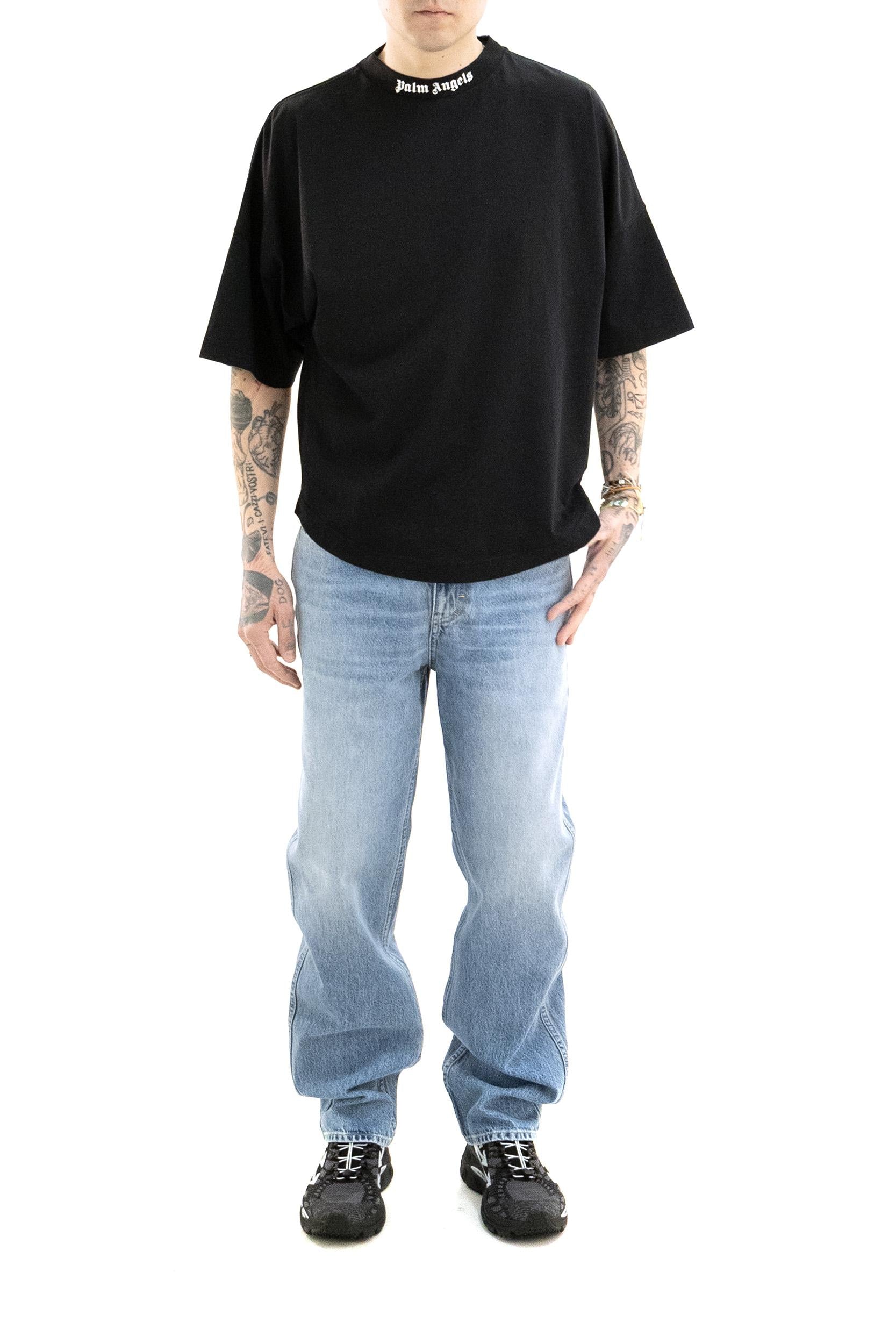T-shirt Classic Logo in Cotone<BR/> PMAA10BS26JER001 1003 PALM ANGELS