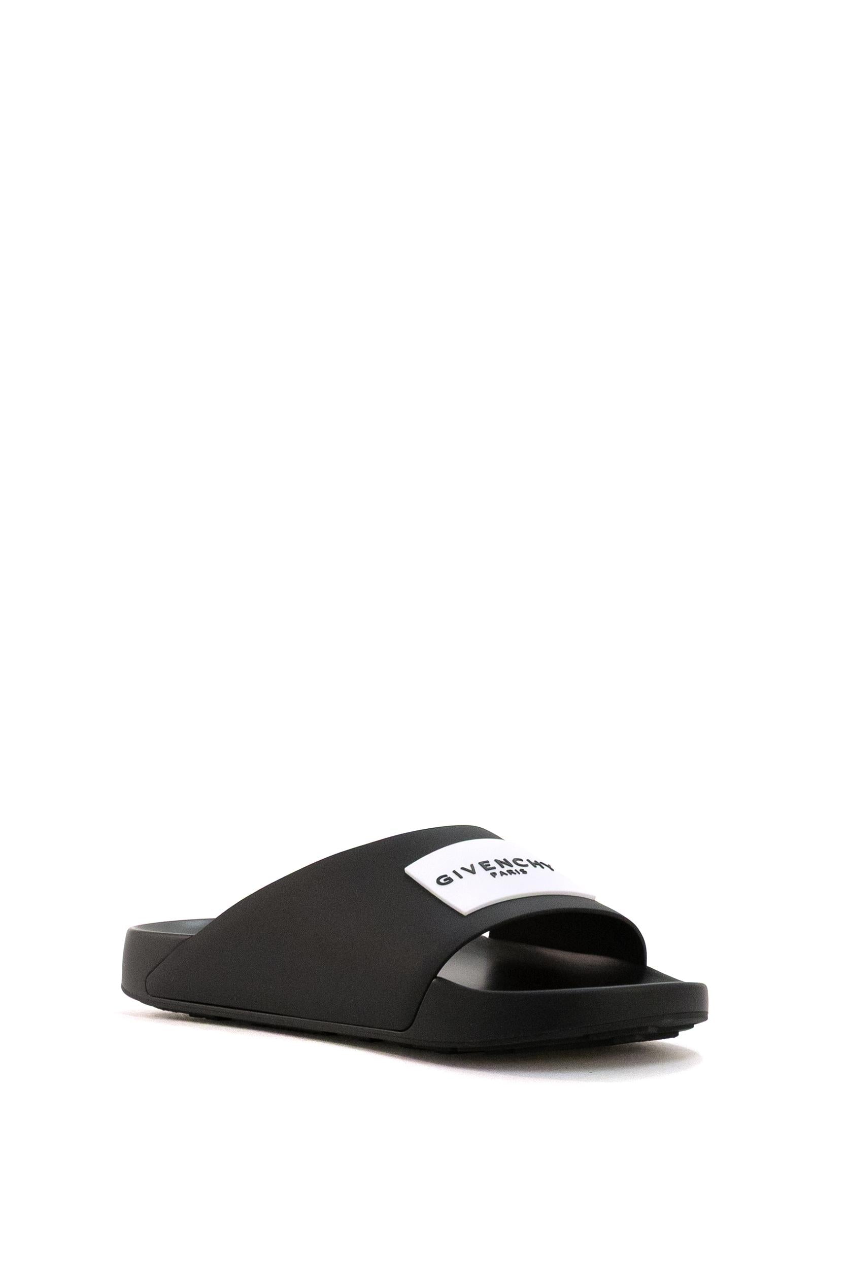 Mule Piatte Label Slide in Gomma<BR/> BH302MH1XL 001 GIVENCHY