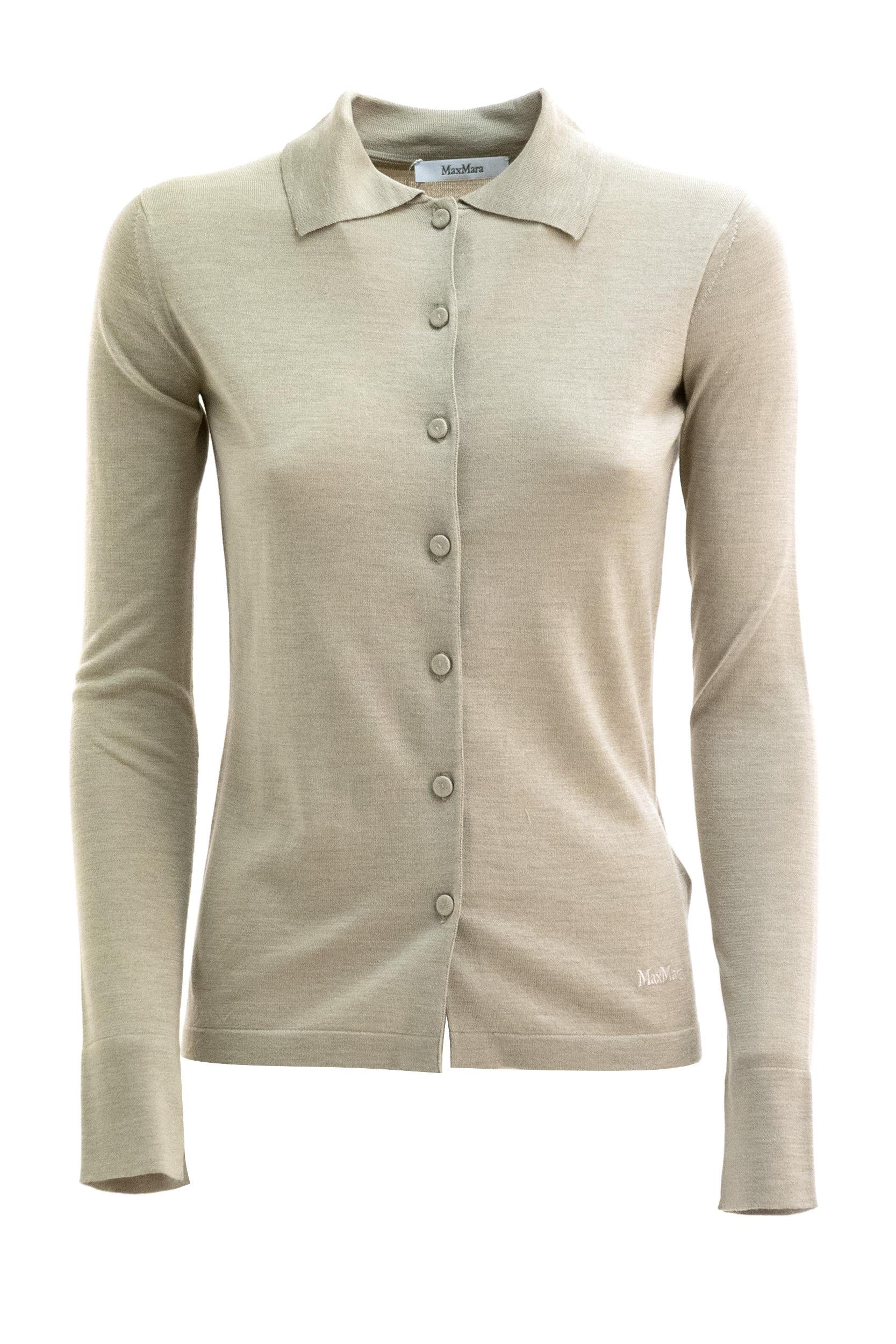 Cardigan in seta e cashmere di colore beige<BR/> MXPFLASH 001 MAX MARA