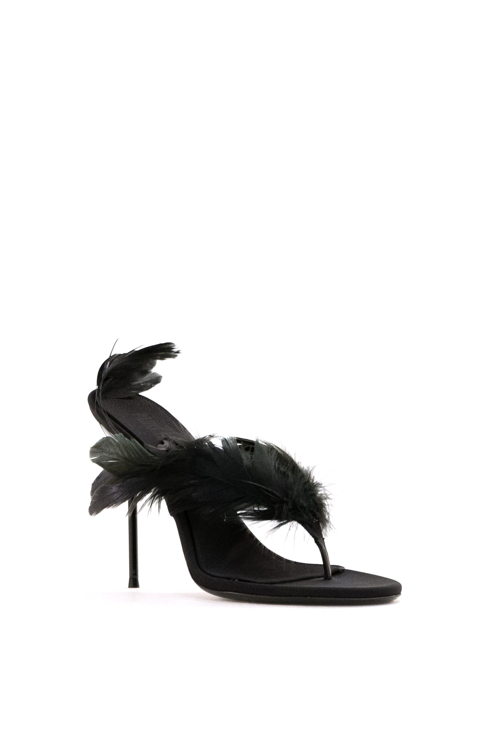 Mules Infradito in Raso Crepe<BR/> PX1821 BLACK PARIS TEXAS