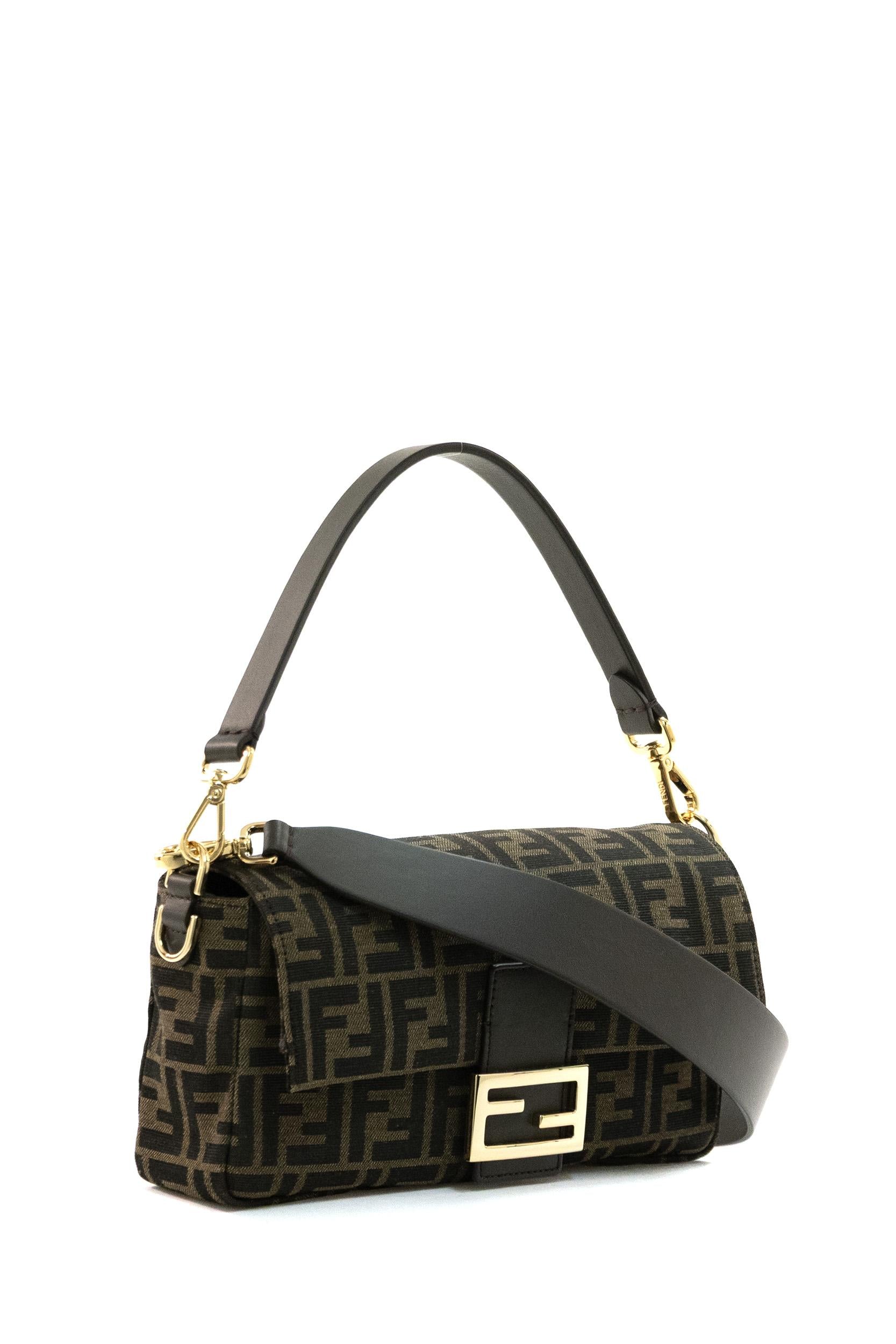 Baguette in tessuto FF jacquard color tabacco e marrone<BR/> 8BR600 AFPM F1GL7 FENDI
