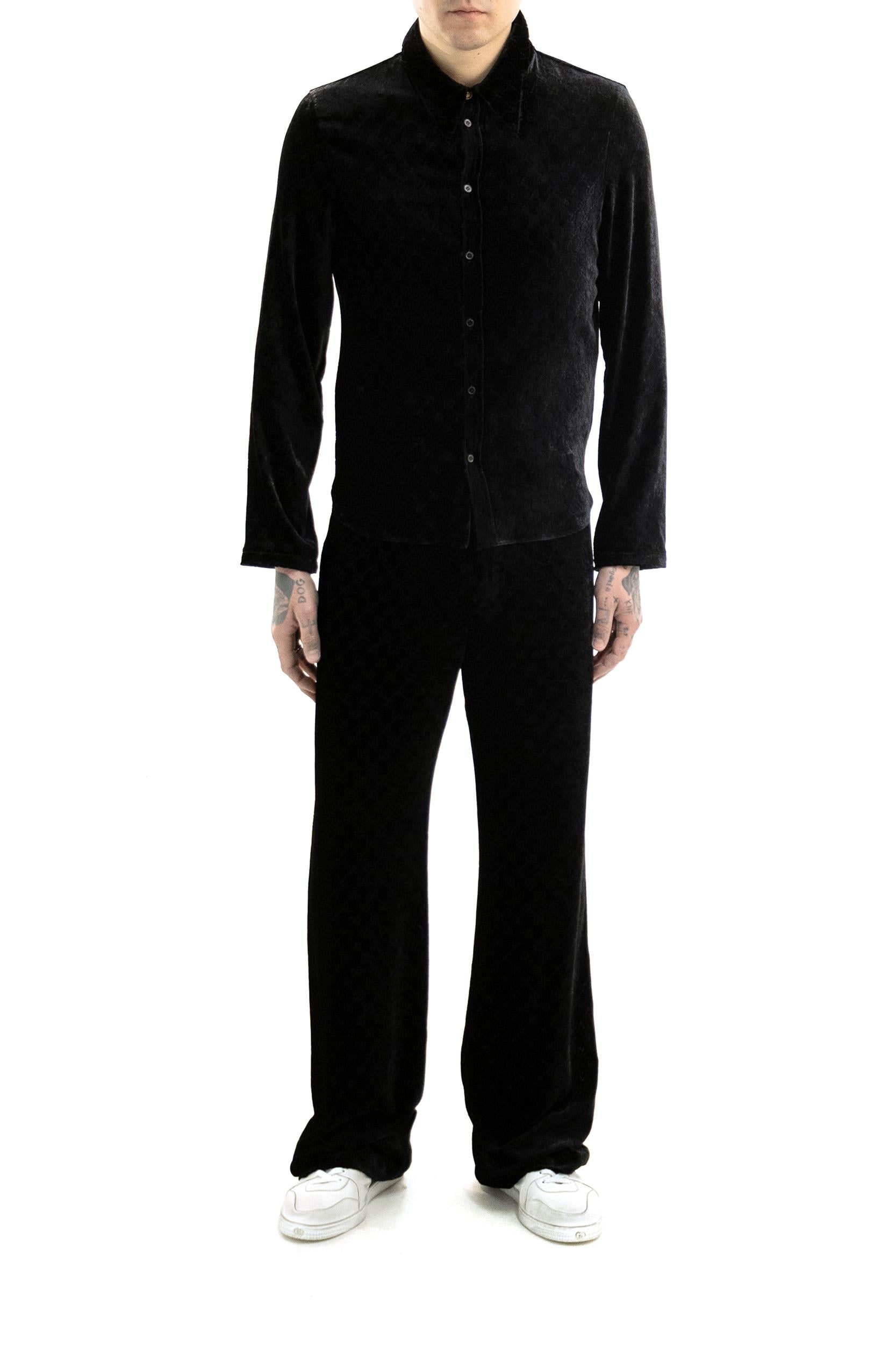 Camicia in Velluto Dévoré GG Stretch<BR/> 860674 ZAUS4 1000 GUCCI