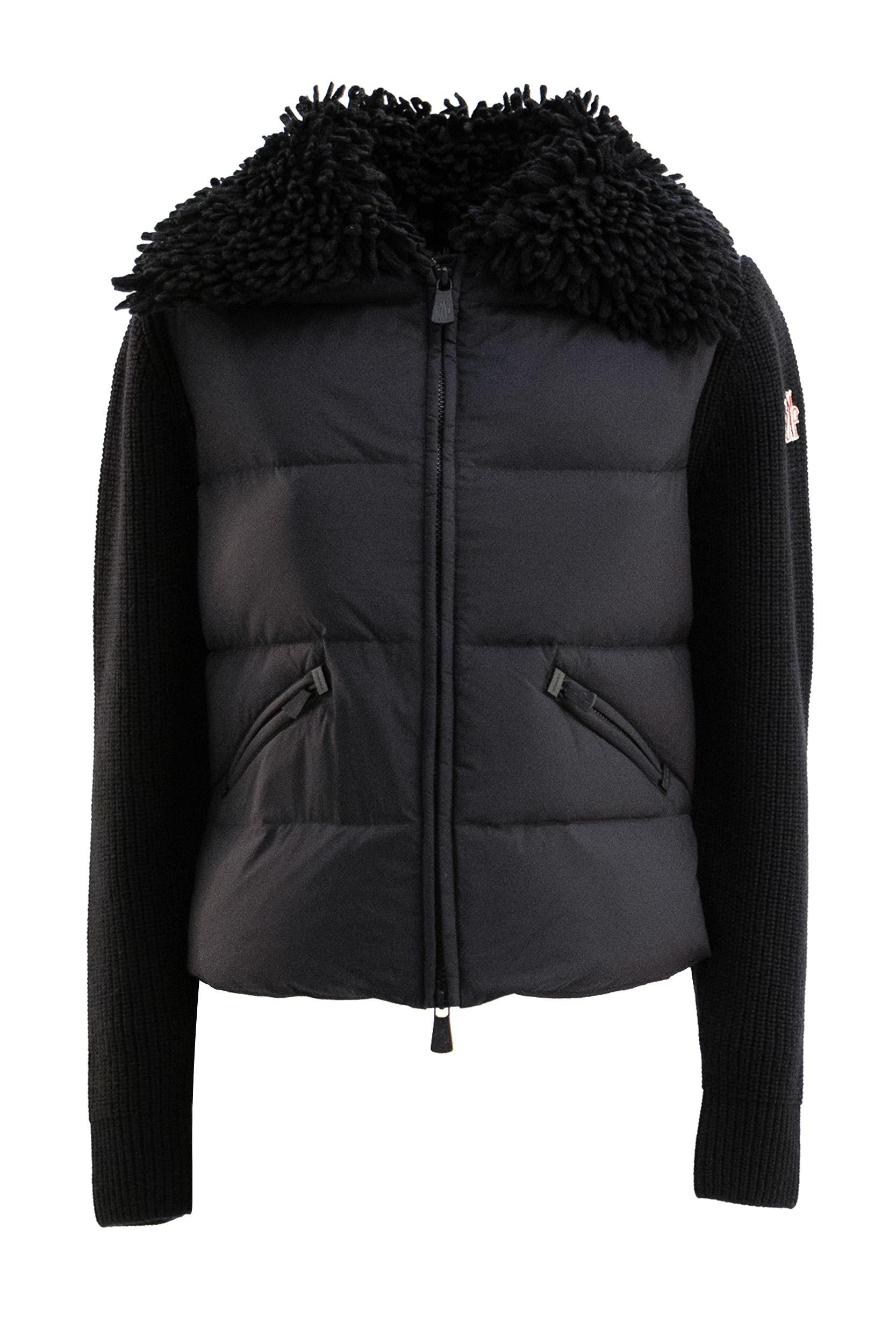 Cardigan imbottito in lana di colore nero<BR/> 9B000-04 M1131 999 MONCLER GRENOBLE