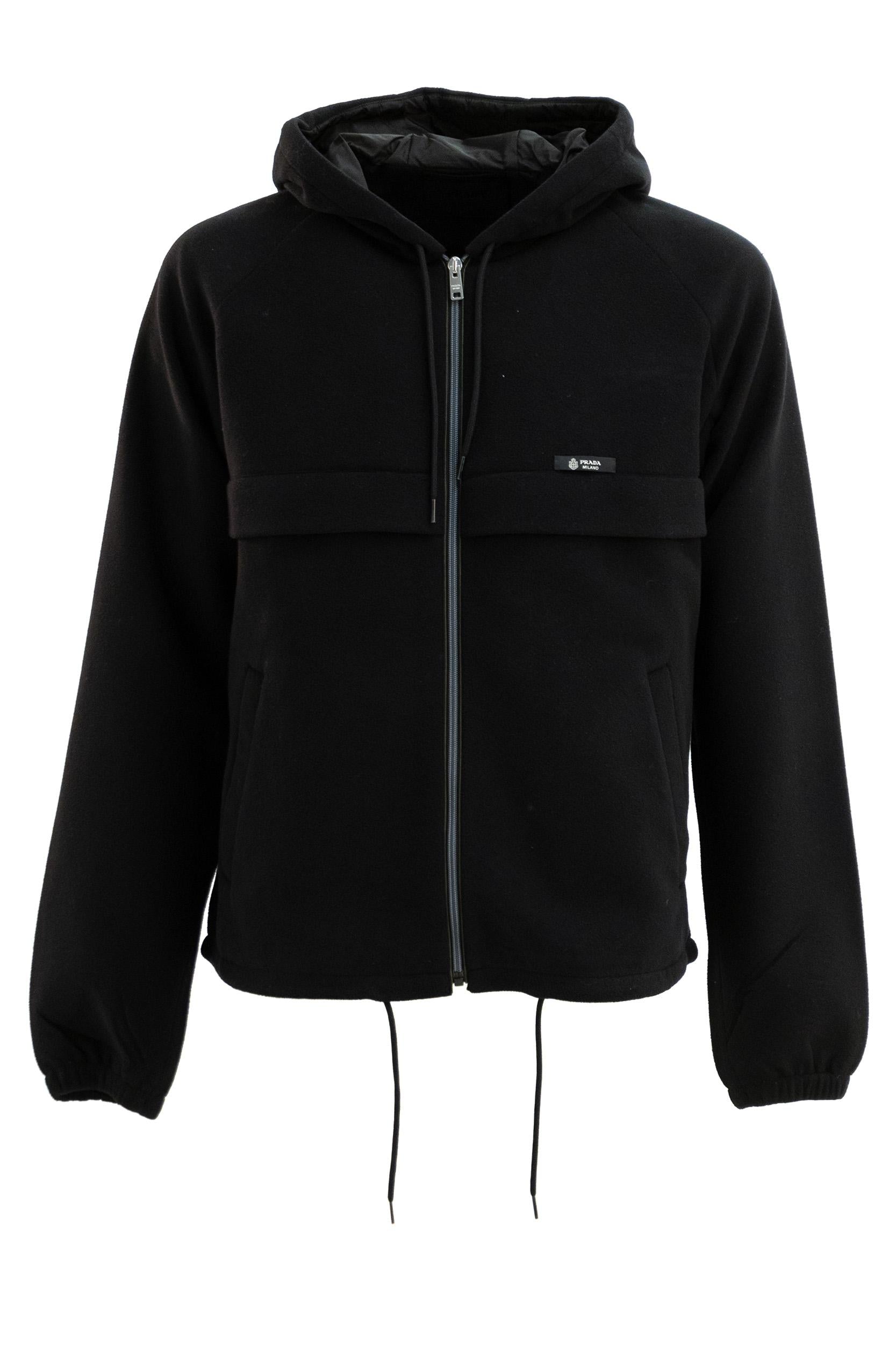 Blouson in pile e Re-Nylon di colore nero<BR/> SGD072 S OOO 18XO F0002 PRADA
