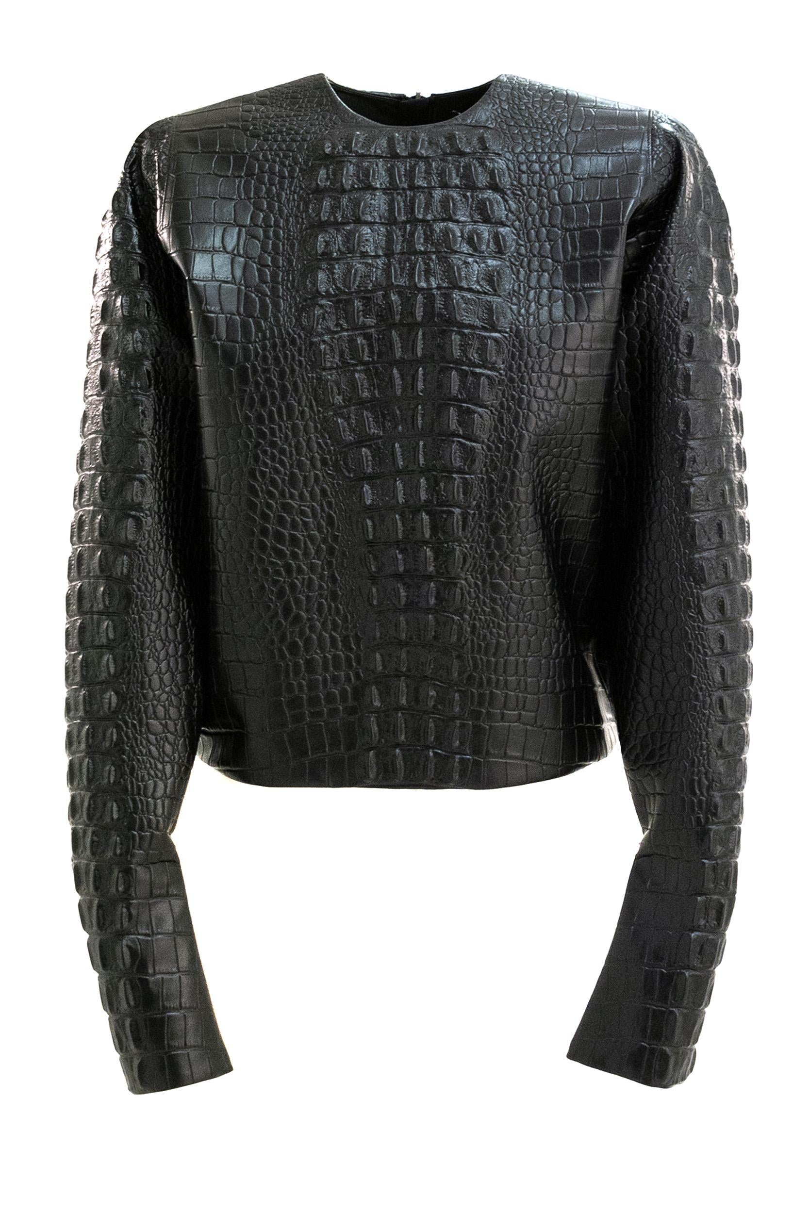 Blusa in ecopelle stampa cocco color nero<BR/> FF0ARA50XL49 0PA BALMAIN