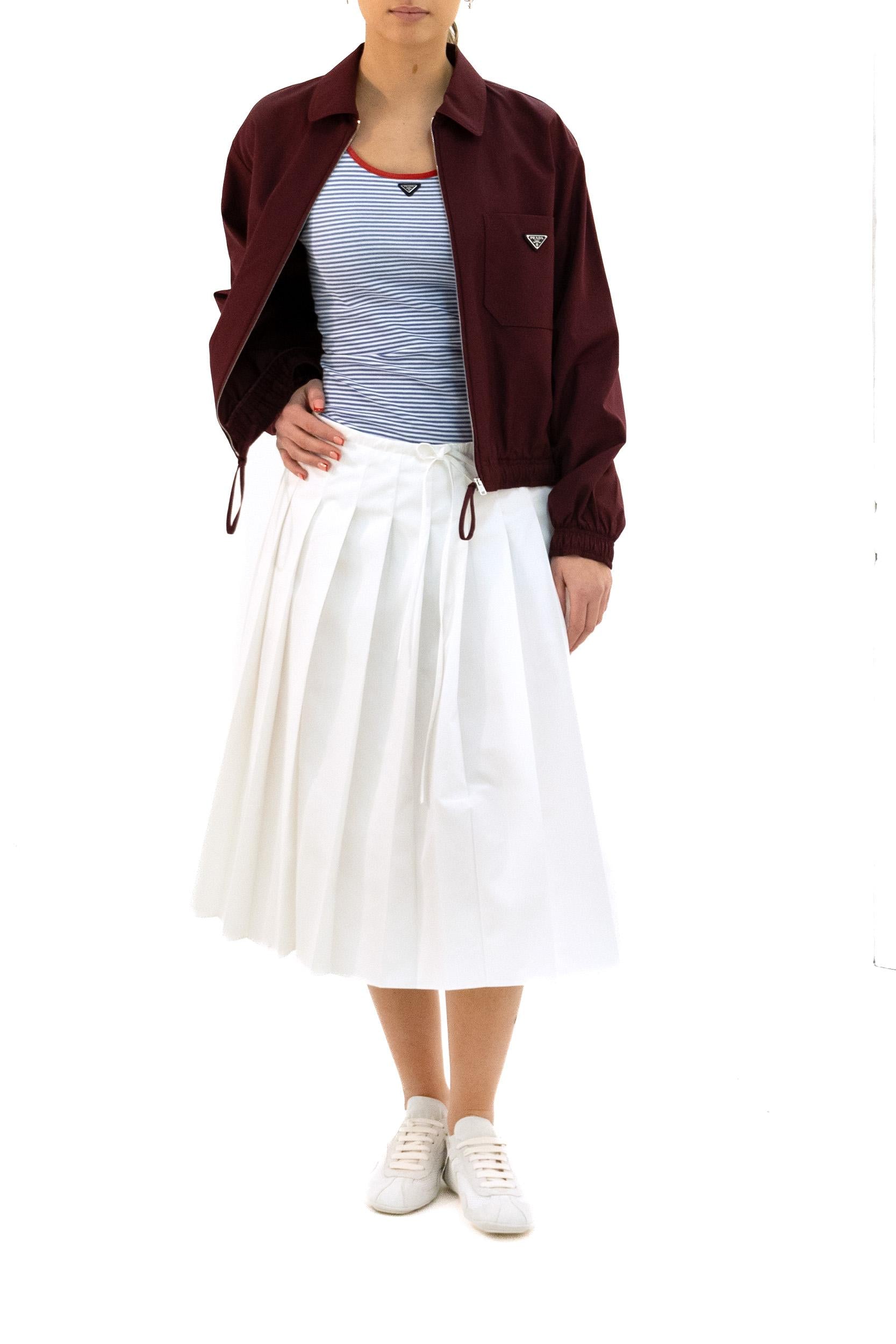 Gonna in popeline di cotone di colore bianco<BR/> P145VX S OOO 187P F0009 PRADA
