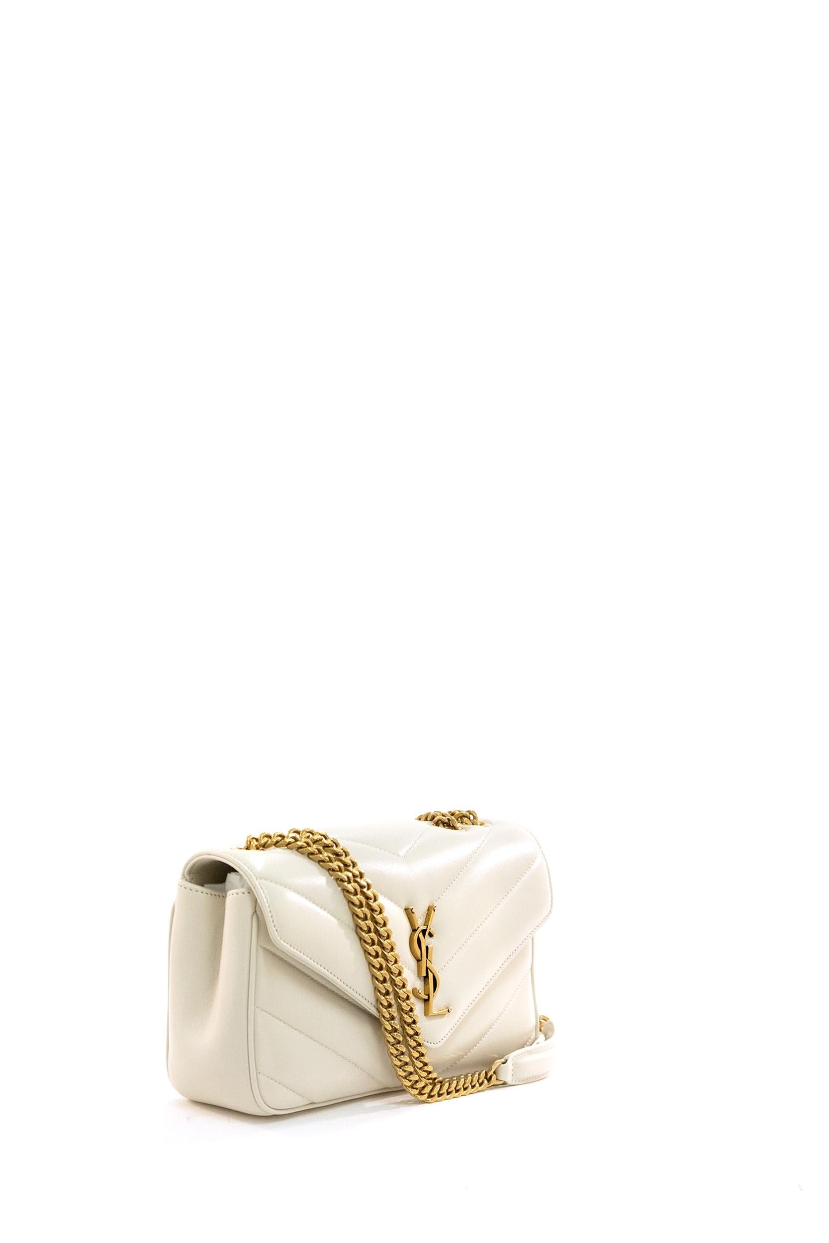Borsa Loulou Small in nappa matelassè color bianco 801437 AAEAX 9207 SAINT LAURENT