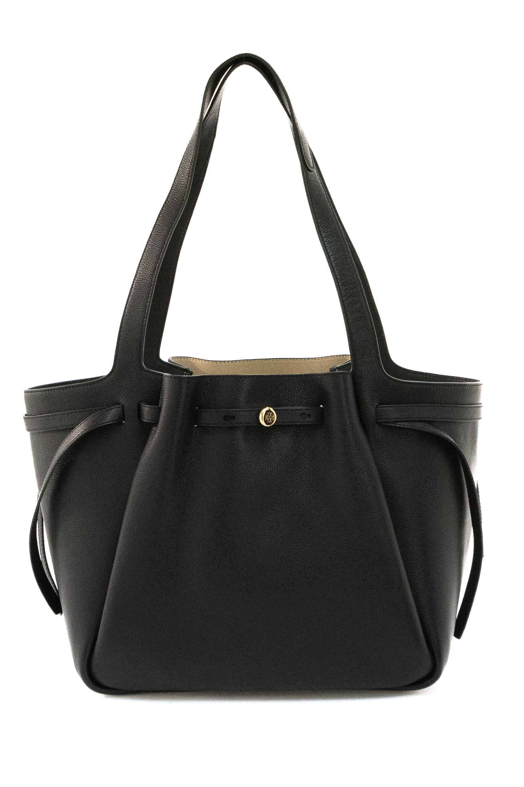 Borsa Romy shopping in pelle martellata di colore nero<BR/> 163388 001 TORY BURCH