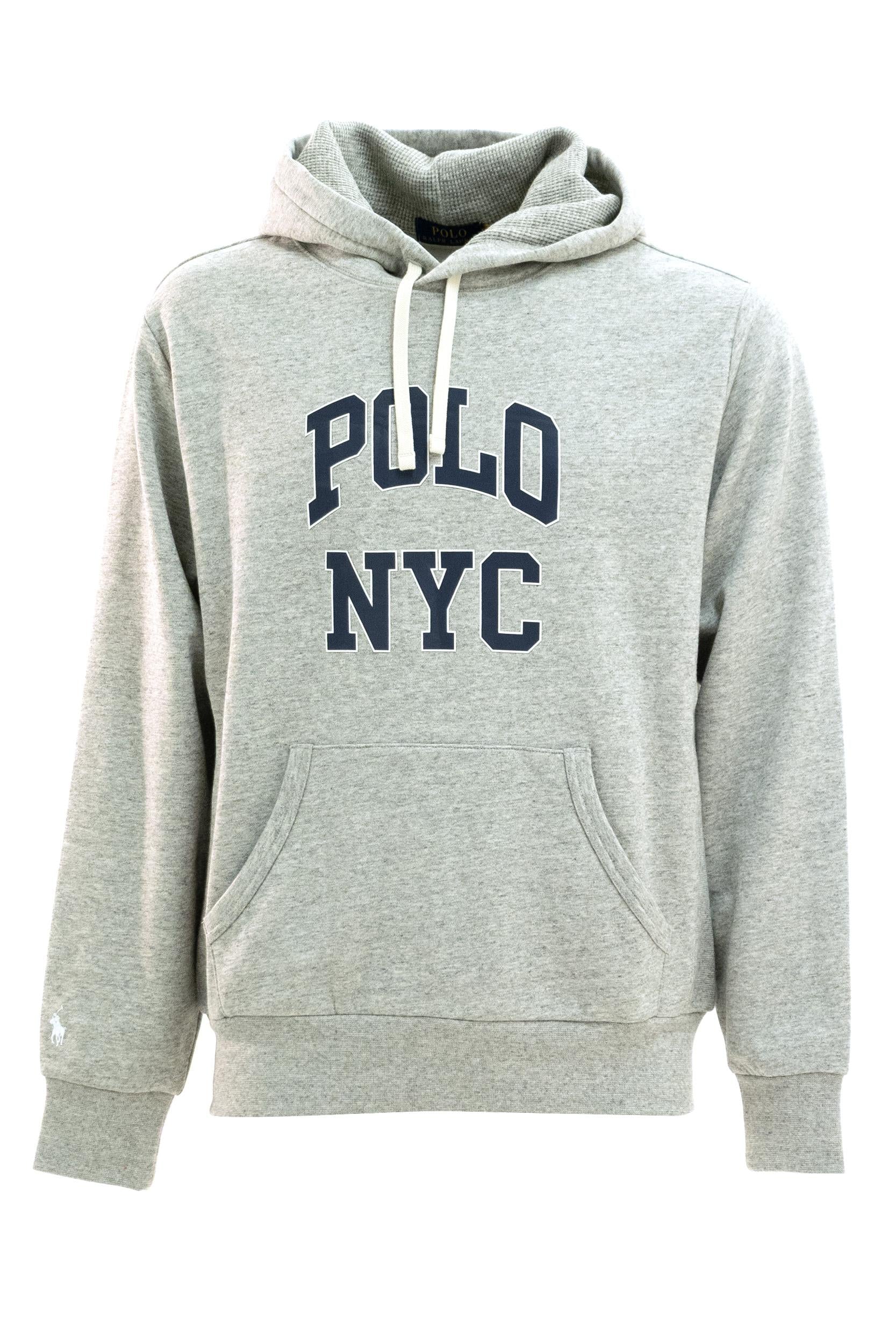 Felpa con cappuccio in cotone di colore grigio <BR/> 710A13245003 HEATHER POLO RALPH LAUREN
