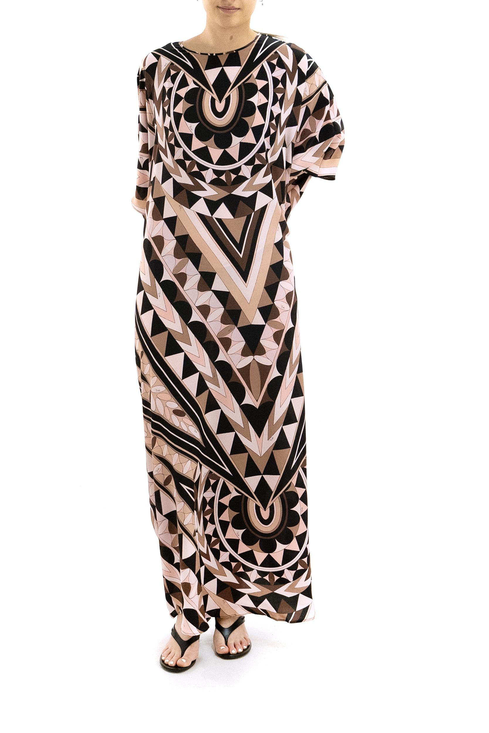 Caftano in seta con stampa Manuba color rosa<BR/> 6HRL48 6H773 039 EMILIO PUCCI