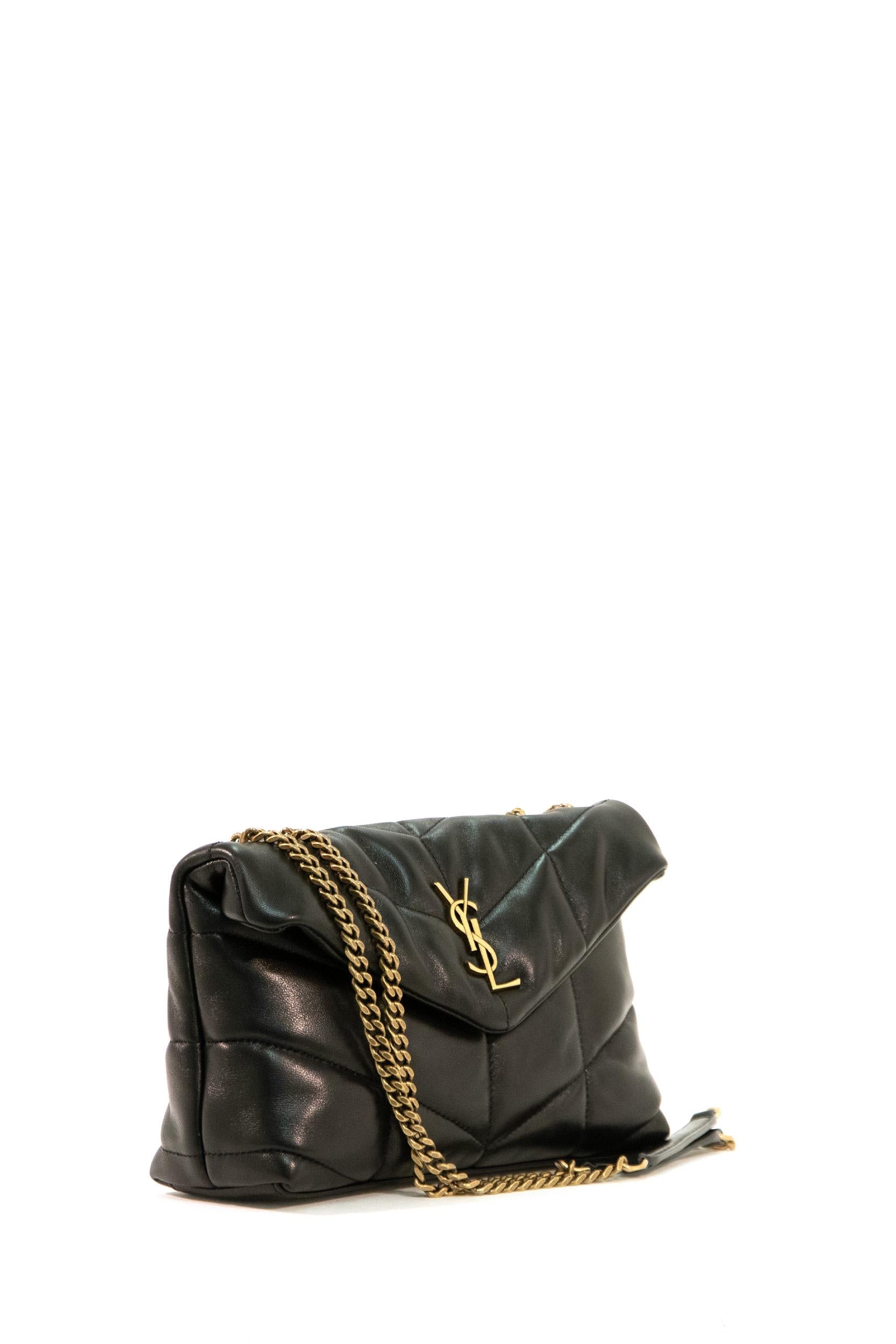 Saint Laurent Borsa Loulou Puffer Toy in nappa trapuntata nera 759337 1EL07 1000 SAINT LAURENT