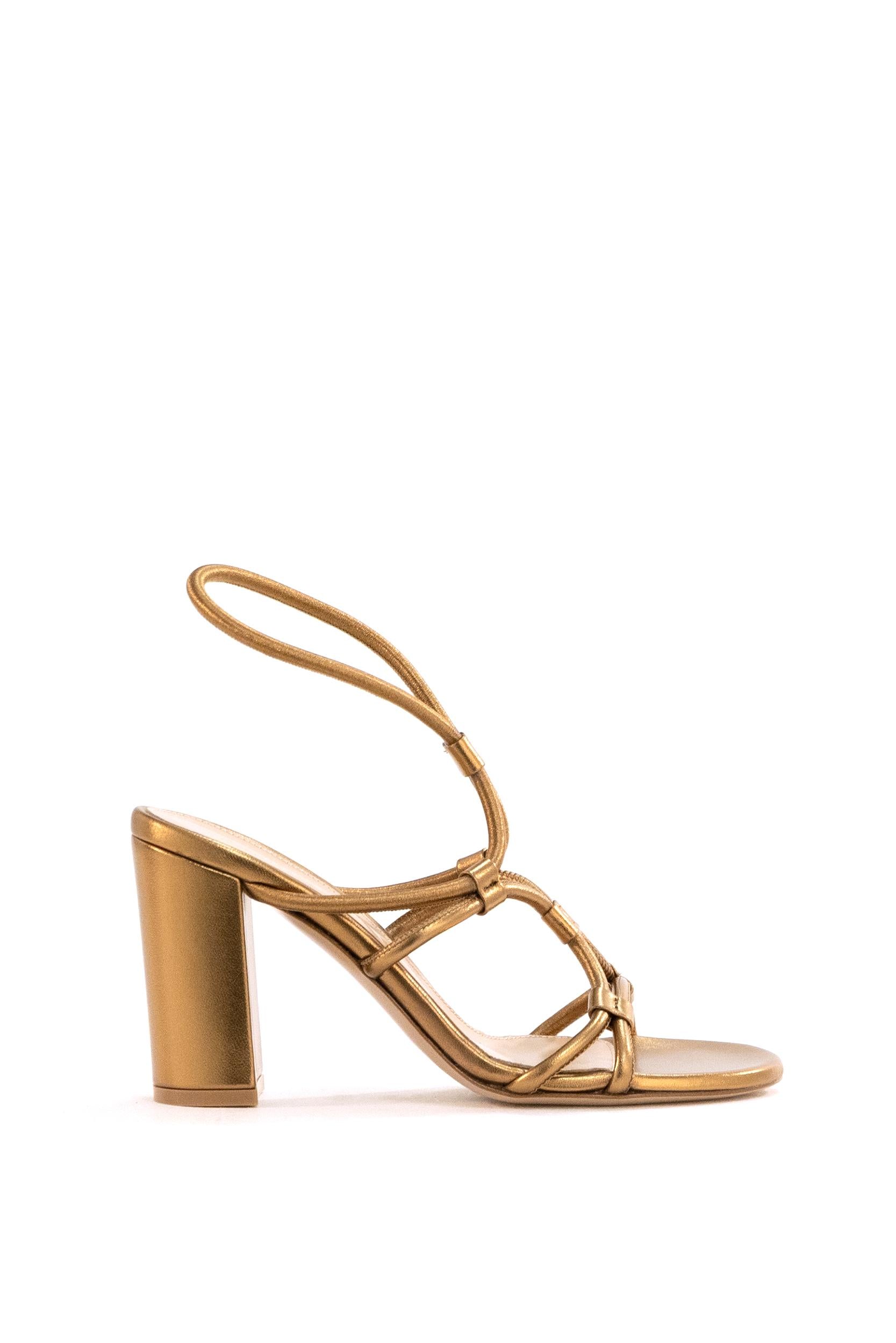 Sandali in pelle metallizzata color oro<BR/> G32580.85RIC.NPSBROZ BRONZE GIANVITO ROSSI