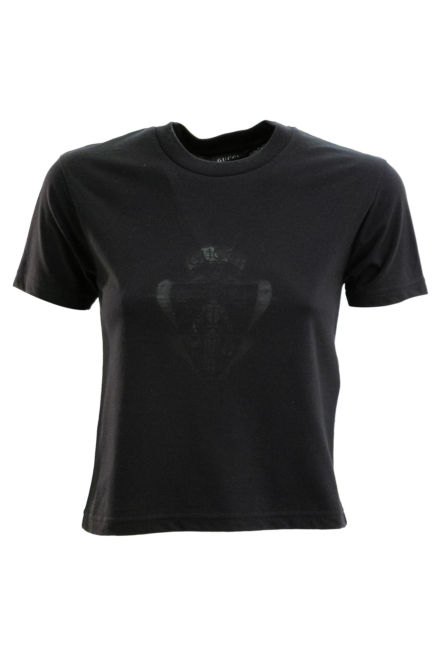 T-shirt in Jersey di Cotone con Stemma Gucci<BR/> 867084 XJHTY 1000 GUCCI