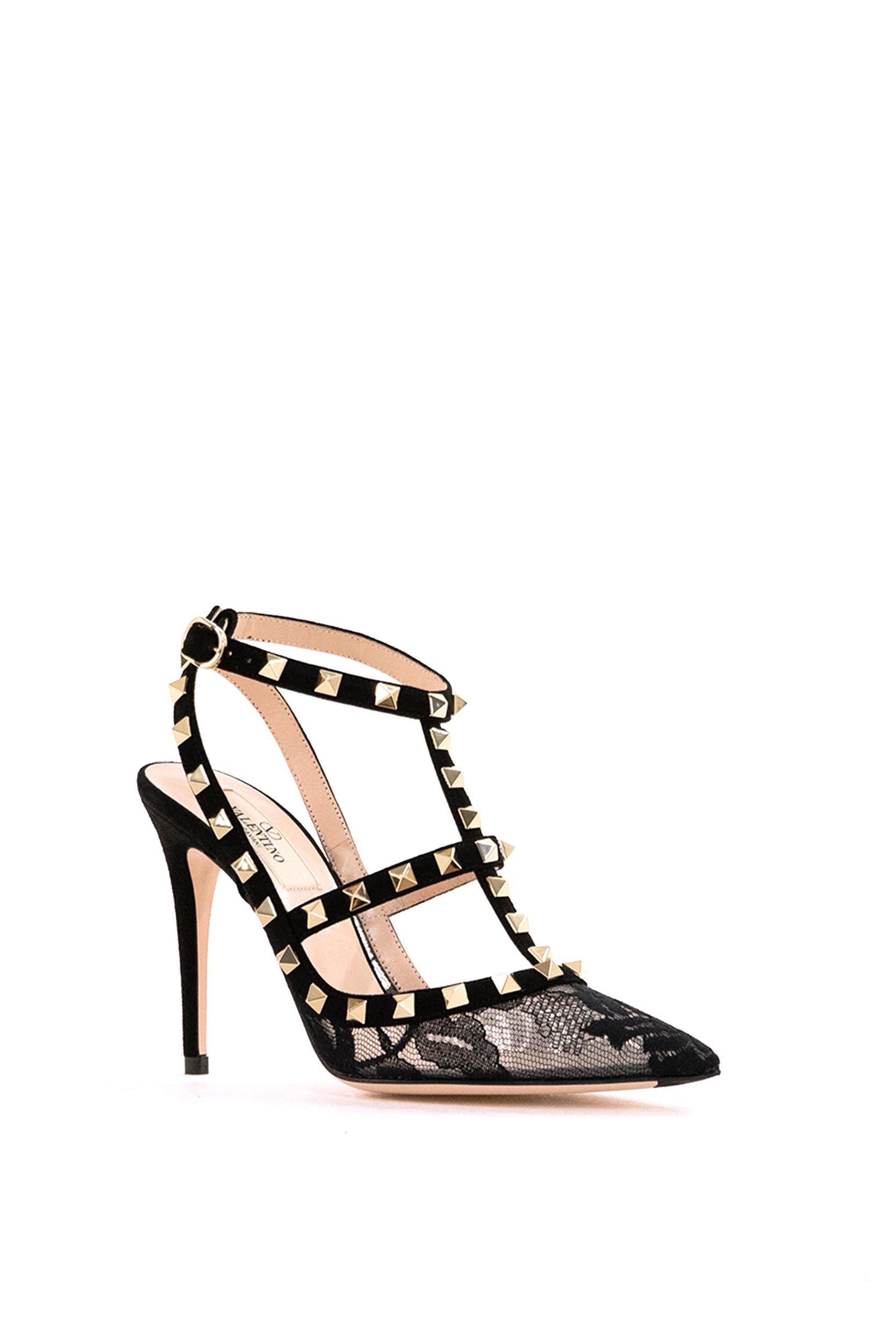 Slingback Rockstud in pizzo color nero<BR/> 7W0S0393KKN 0NO VALENTINO GARAVANI