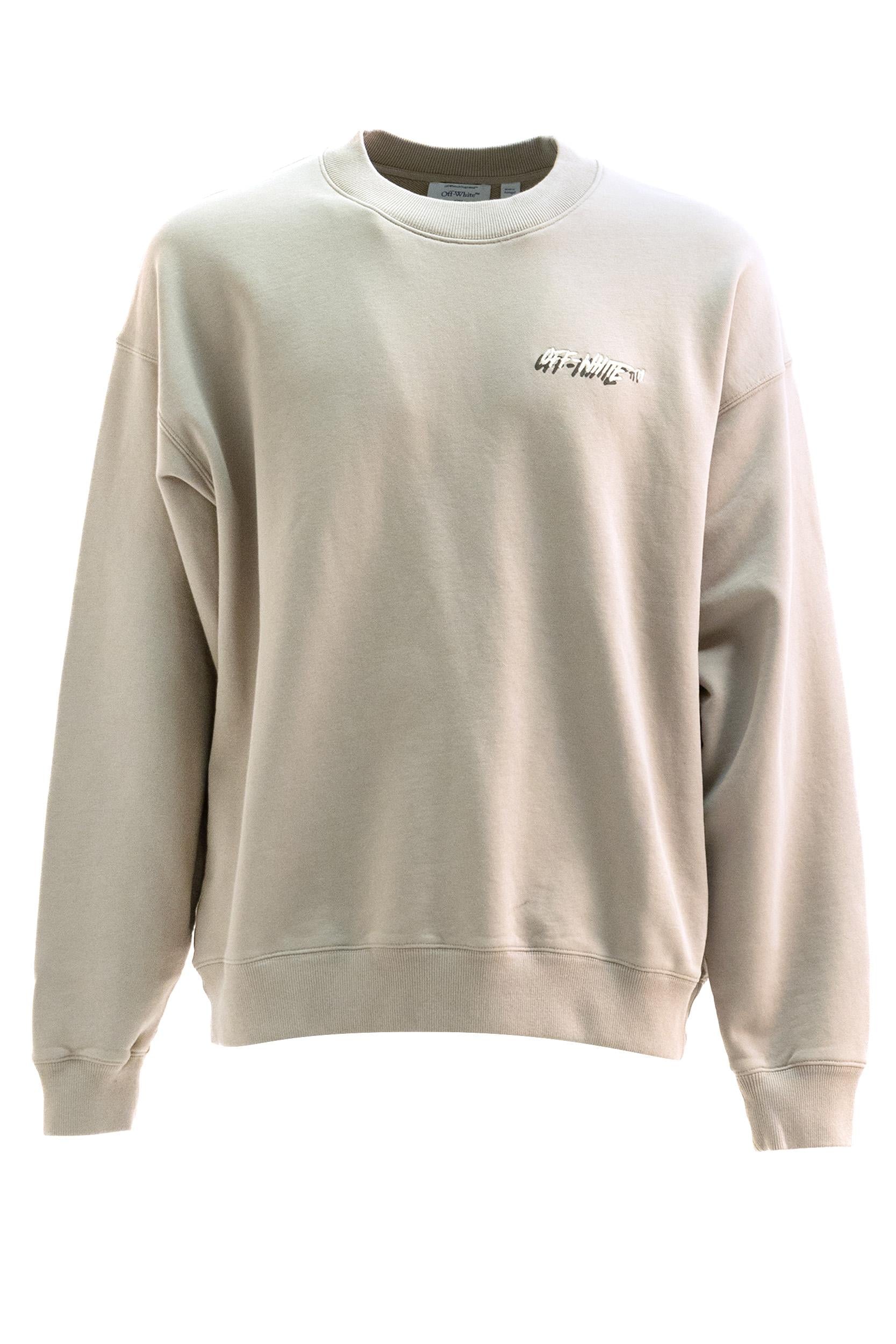 Felpa in cotone di colore beige<BR/> 44MBA054S26F004250 FADE STONE OFF WHITE