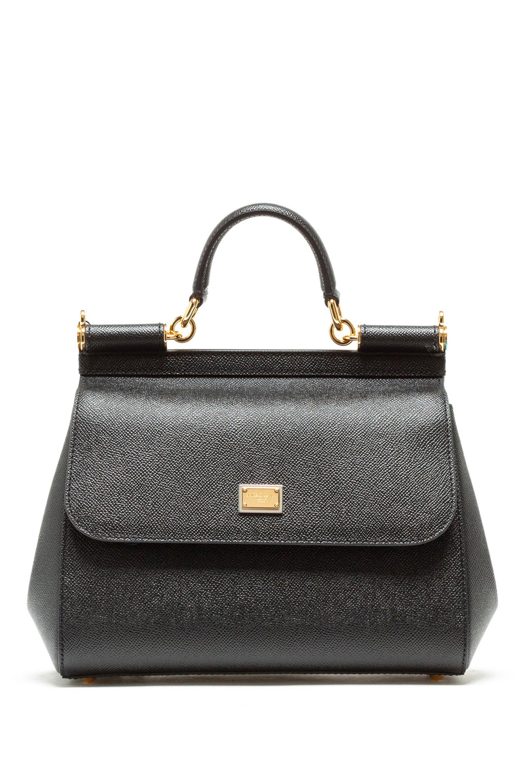 Borsa Sicily a mano in pelle Dauphine color nero<BR/> BB6002 B1001 80999 DOLCE & GABBANA