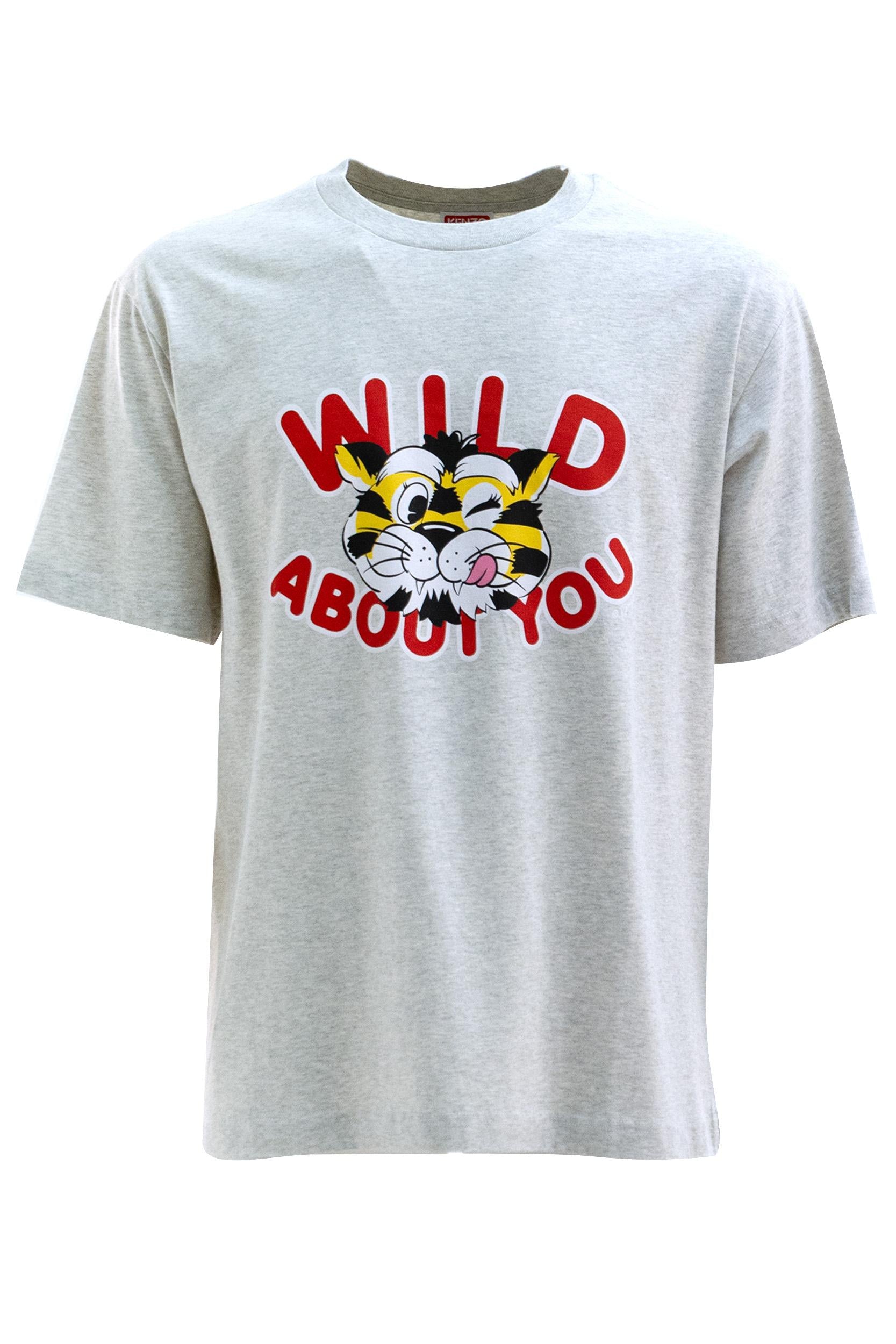 T-shirt in cotone di colore grigio<BR/> FG55TS2064SG 93 KENZO