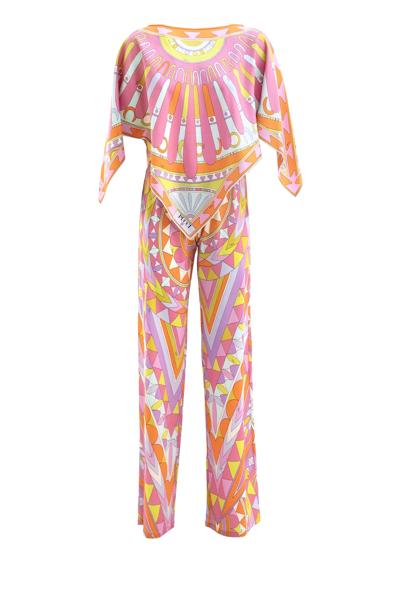 Top caftano in seta con stampa Soleil multicolore<BR/> 6HRM95 6H893 P62 EMILIO PUCCI