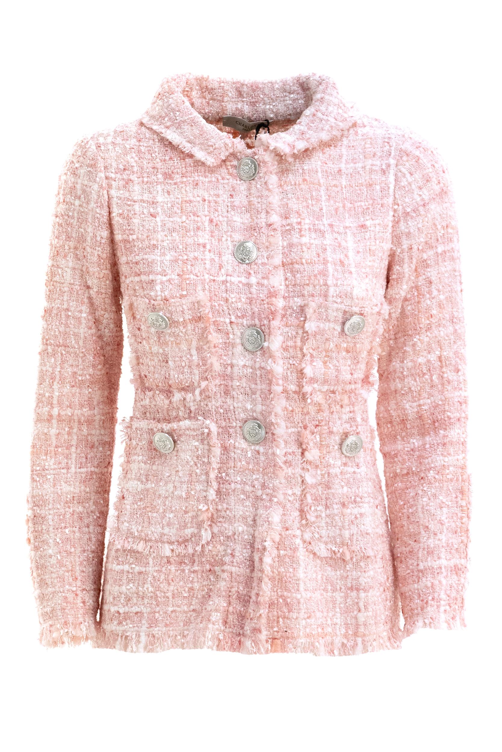 Giacca in Tweed di Cotone e Viscosa<BR/> 7689/00 ROSA CHARLOTT