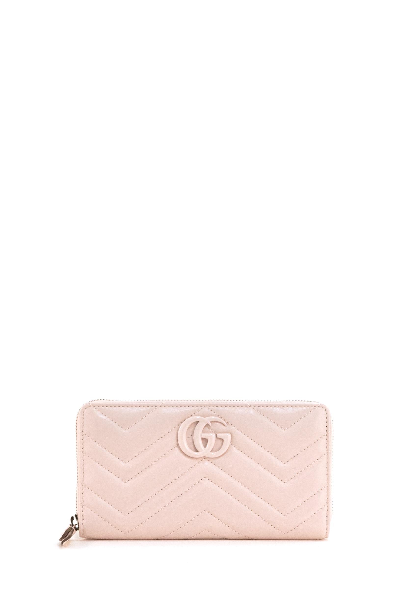 Portafoglio GG Marmont in pelle di colore rosa<BR/> 443123 AAF9K 5734 GUCCI