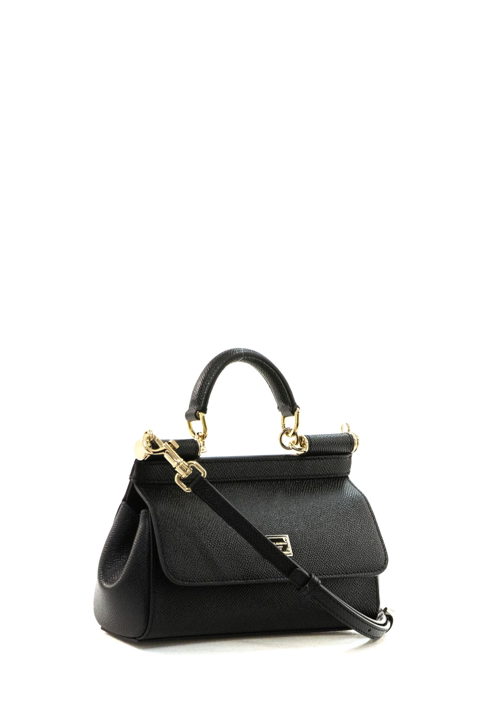Borsa a Mano Sicily Mini in Pelle di Vitello Dauphine<BR/> BB7116 B1001 80999 DOLCE & GABBANA