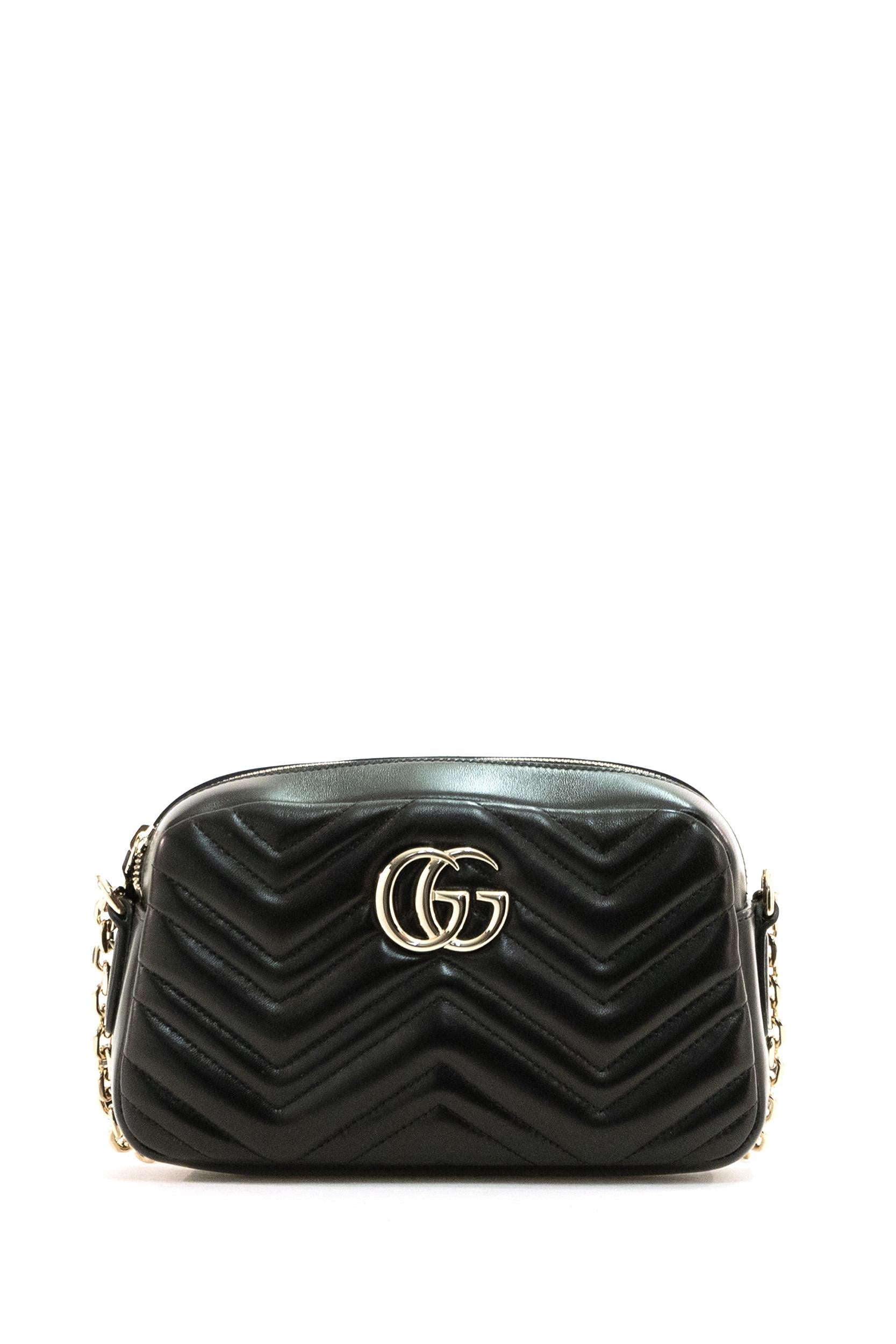 Camera bag GG Marmont in pelle di colore nero<BR/> 855273 AAFXD 1000 GUCCI