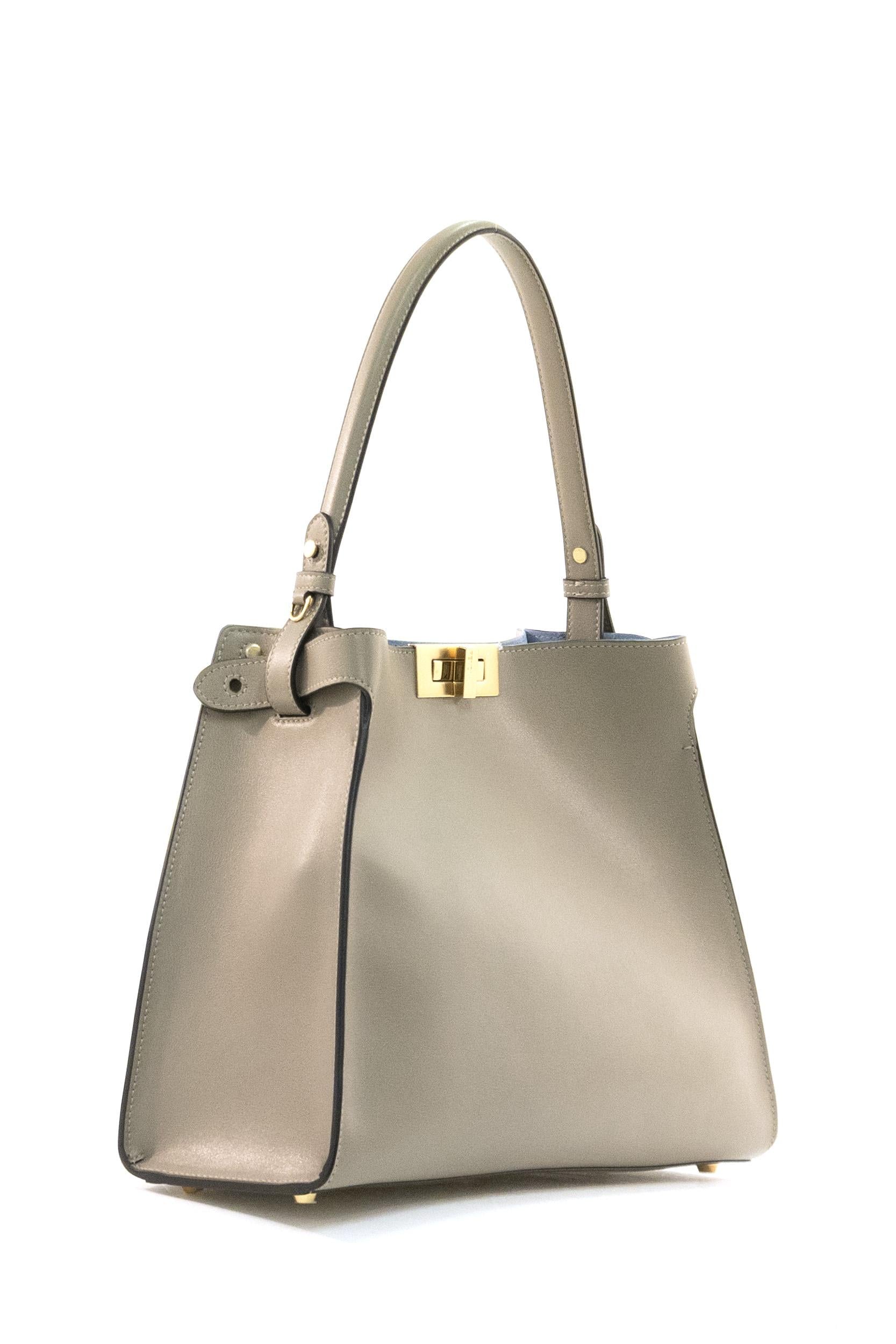 Borsa Fendi Way in pelle color tortora<BR/> 8BN368 AWPF F1V0H FENDI