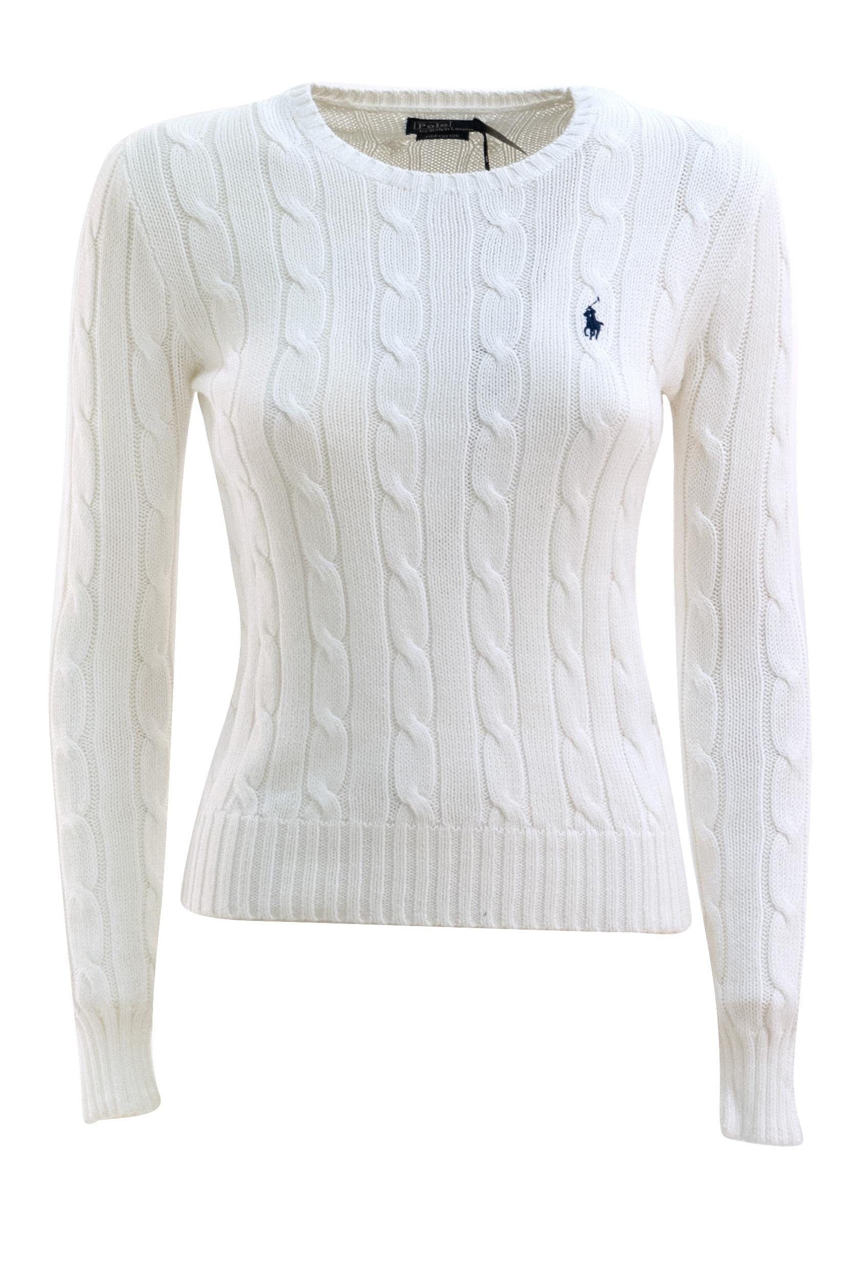 Pullover in cotone color bianco<BR/> 211971869007 WHITE POLO RALPH LAUREN
