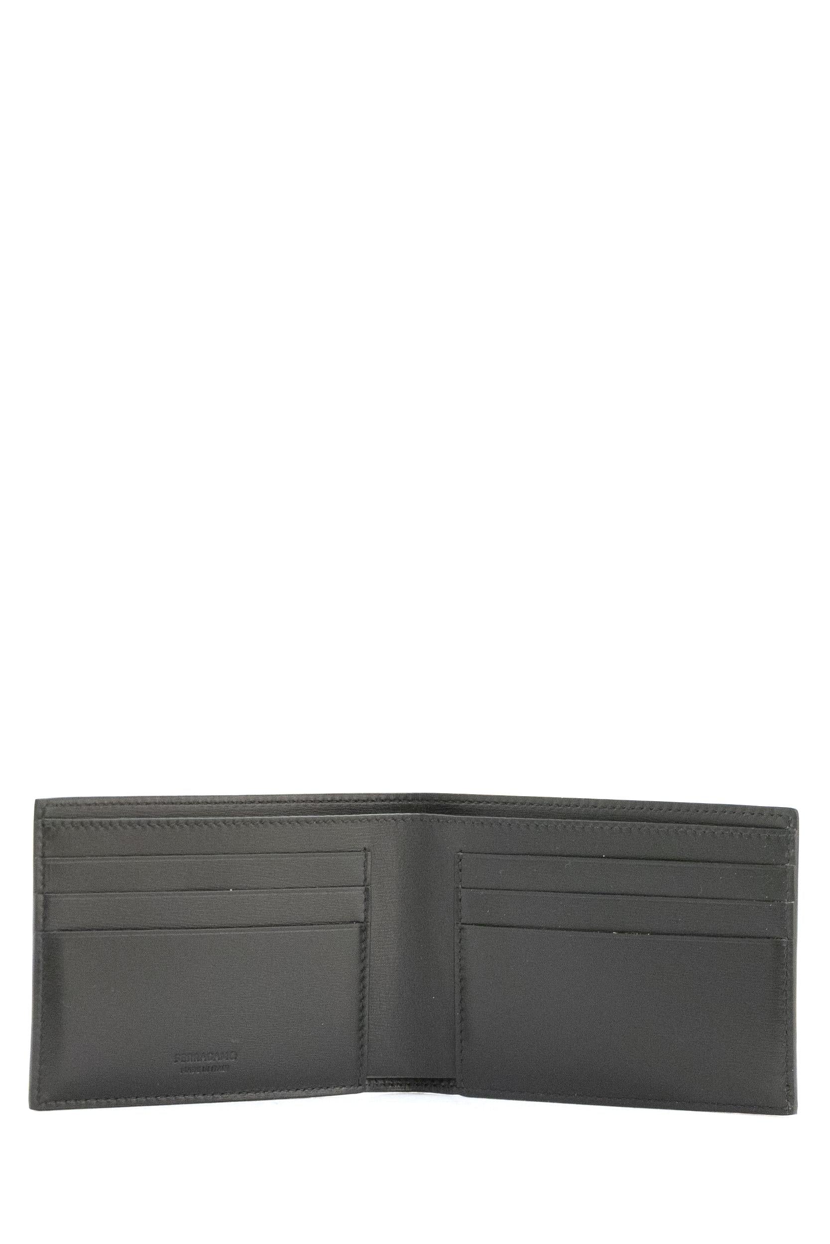 Portafoglio in Pelle Liscia<BR/> 661325 0770089 NERO FERRAGAMO