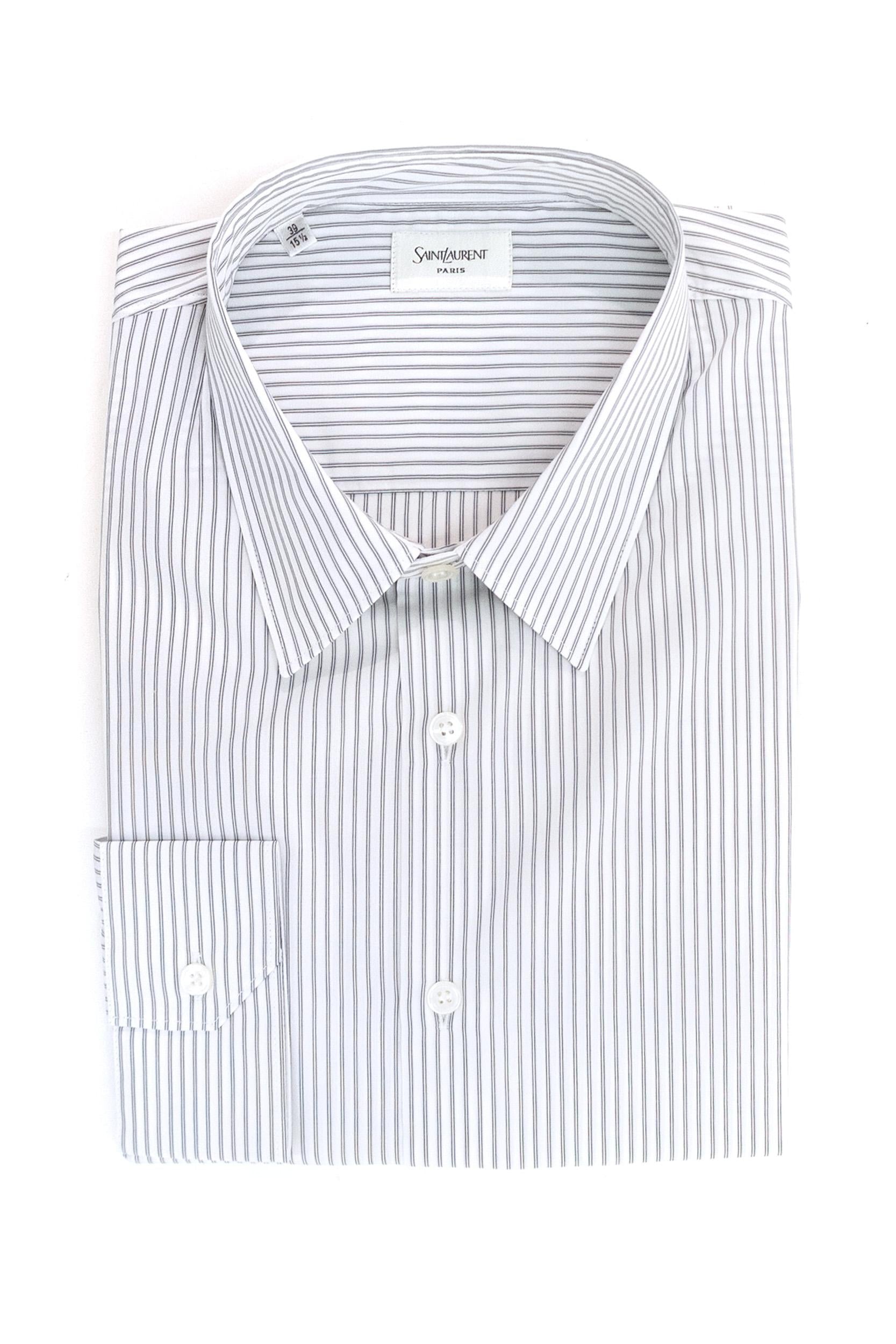 Camicia Cassandre a Righe in Popeline di Cotone<BR/> 859779 Y2N03 9787 SAINT LAURENT