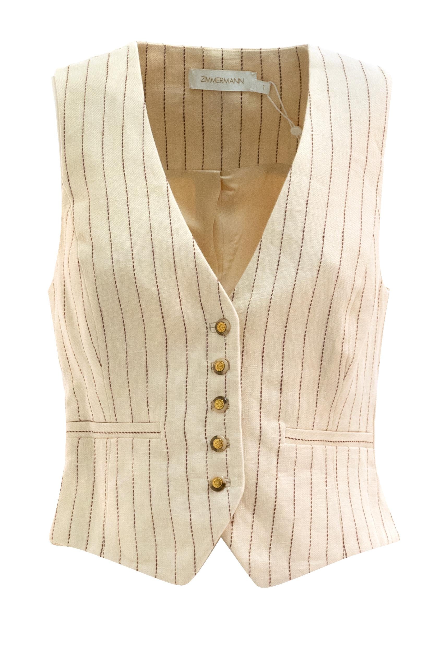 Gilet a Righe Rebellion in Lino<BR/> 2401JC261 CREAM ZIMMERMANN