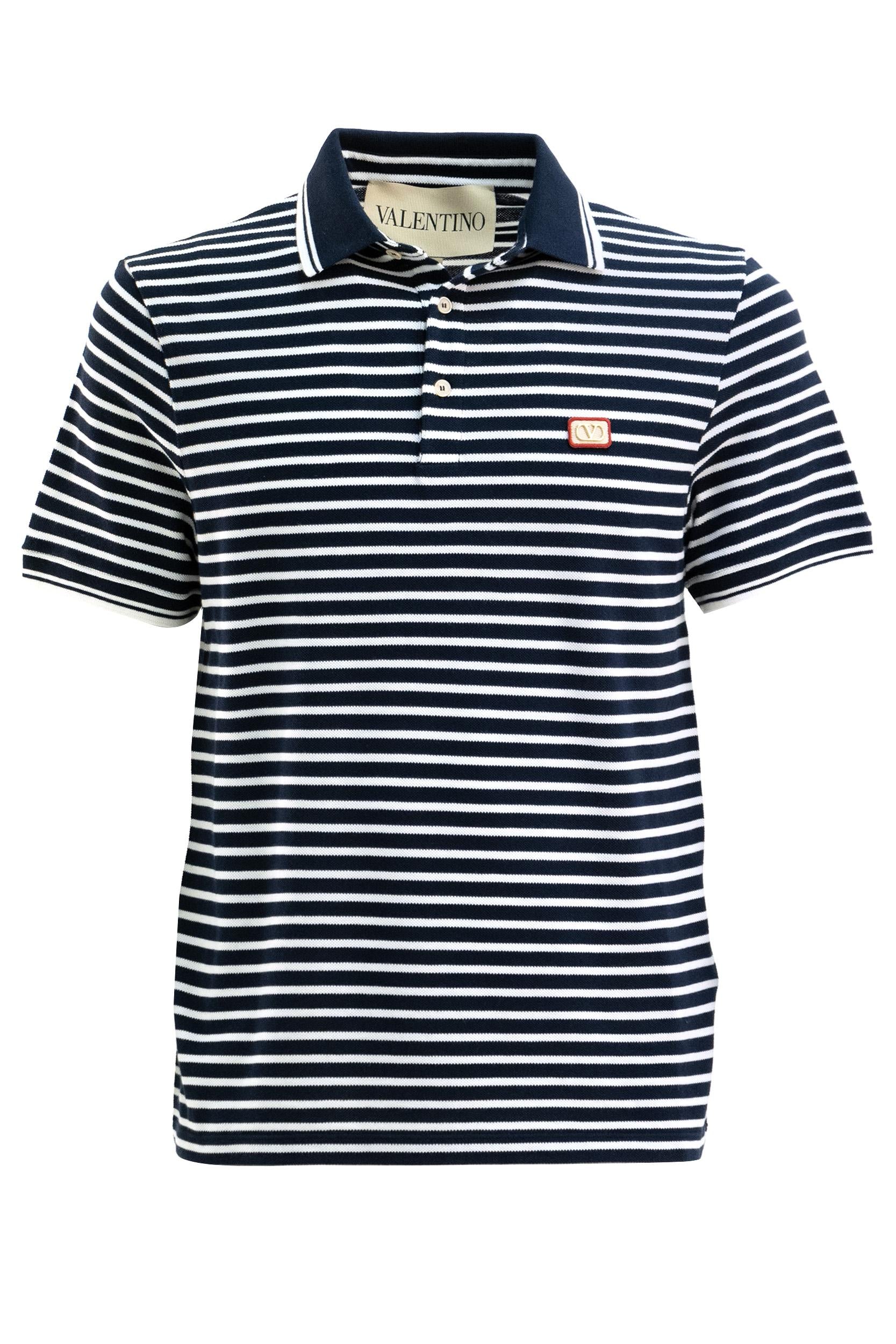 Polo a Righe in Piquet di Cotone<BR/> 8V3MH01KBAF 108 VALENTINO GARAVANI